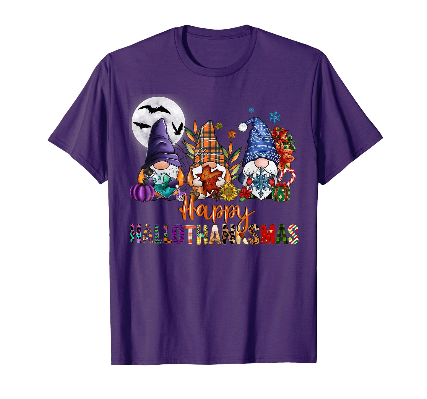 Halloween Thanksgiving Christmas Happy HalloThanksMas Gnome T-Shirt