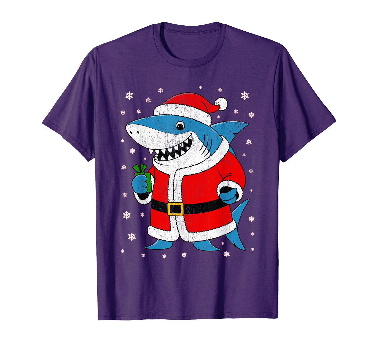Funny Shark Santa Hat Christmas T-Shirt