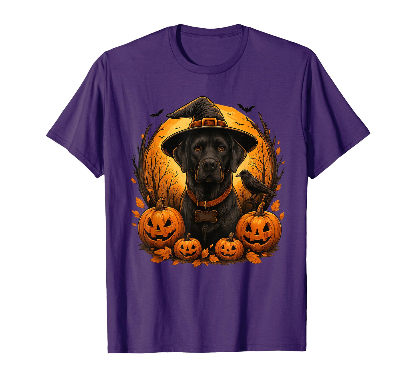 Black Lab Halloween Witch Hat Labrador Dog Pumpkin T-Shirt