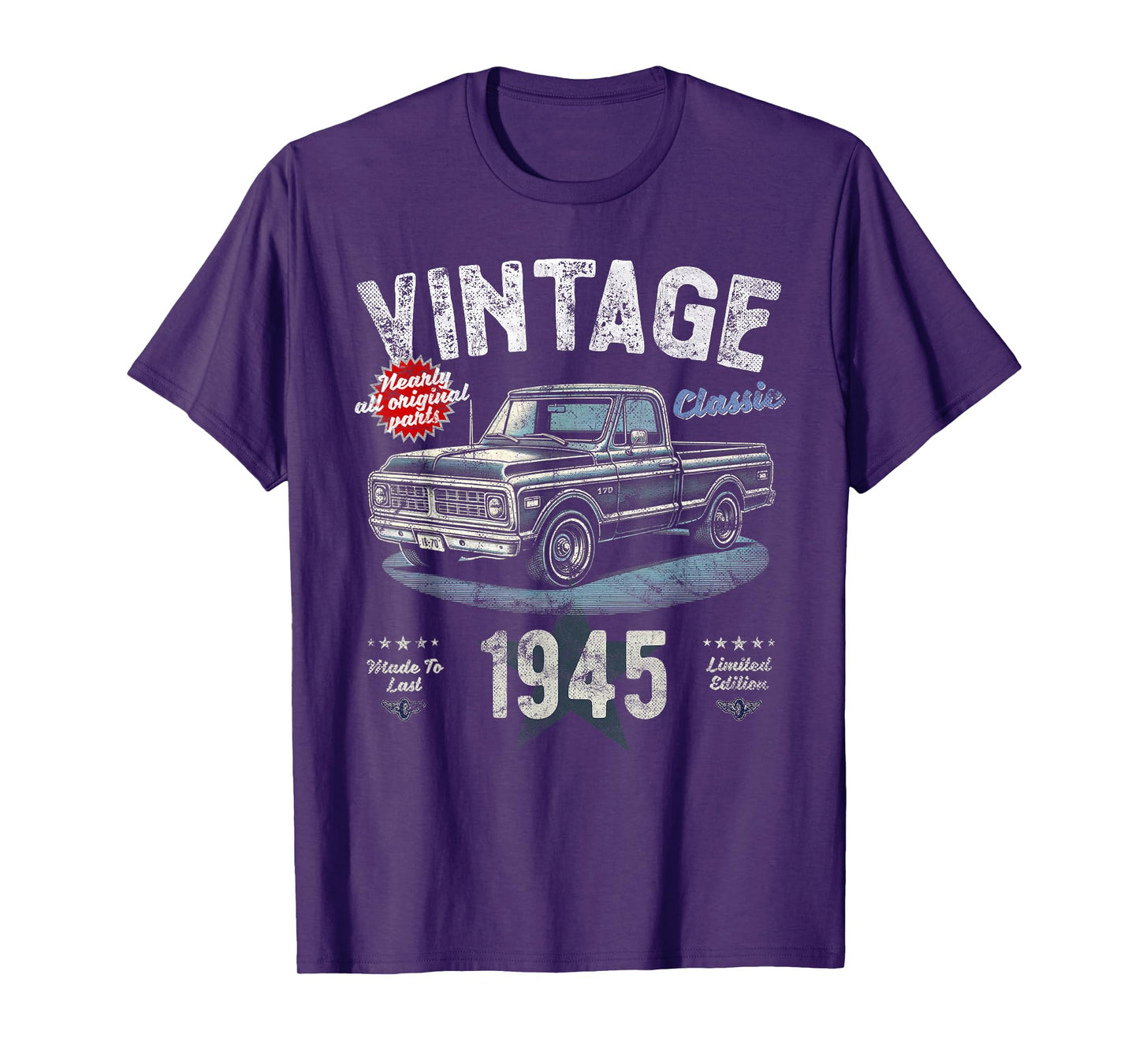 Vintage, Born 1945, 80th Birthday, Classic Pick Up Truck T-Shirt