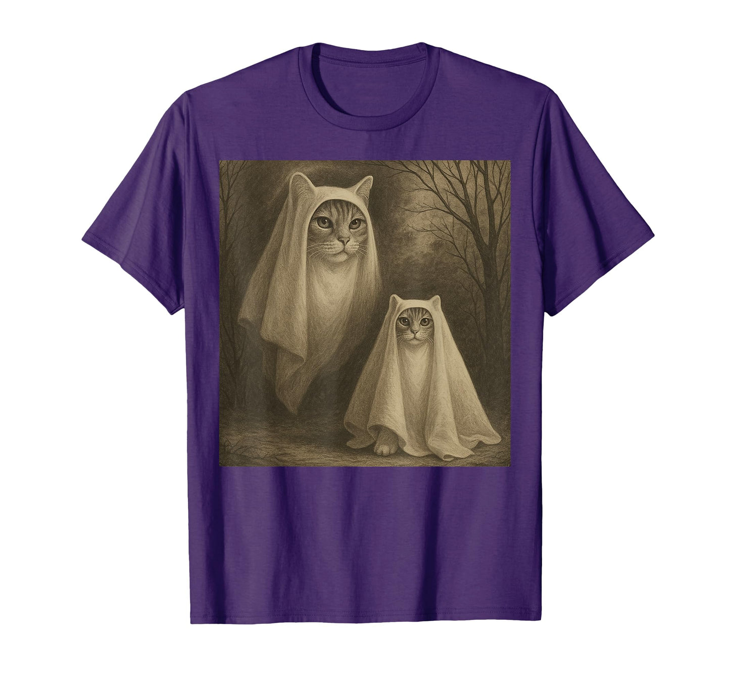 Funny Halloween Ghost Cat Meme Witch Vintage Ghost Kitten T-Shirt