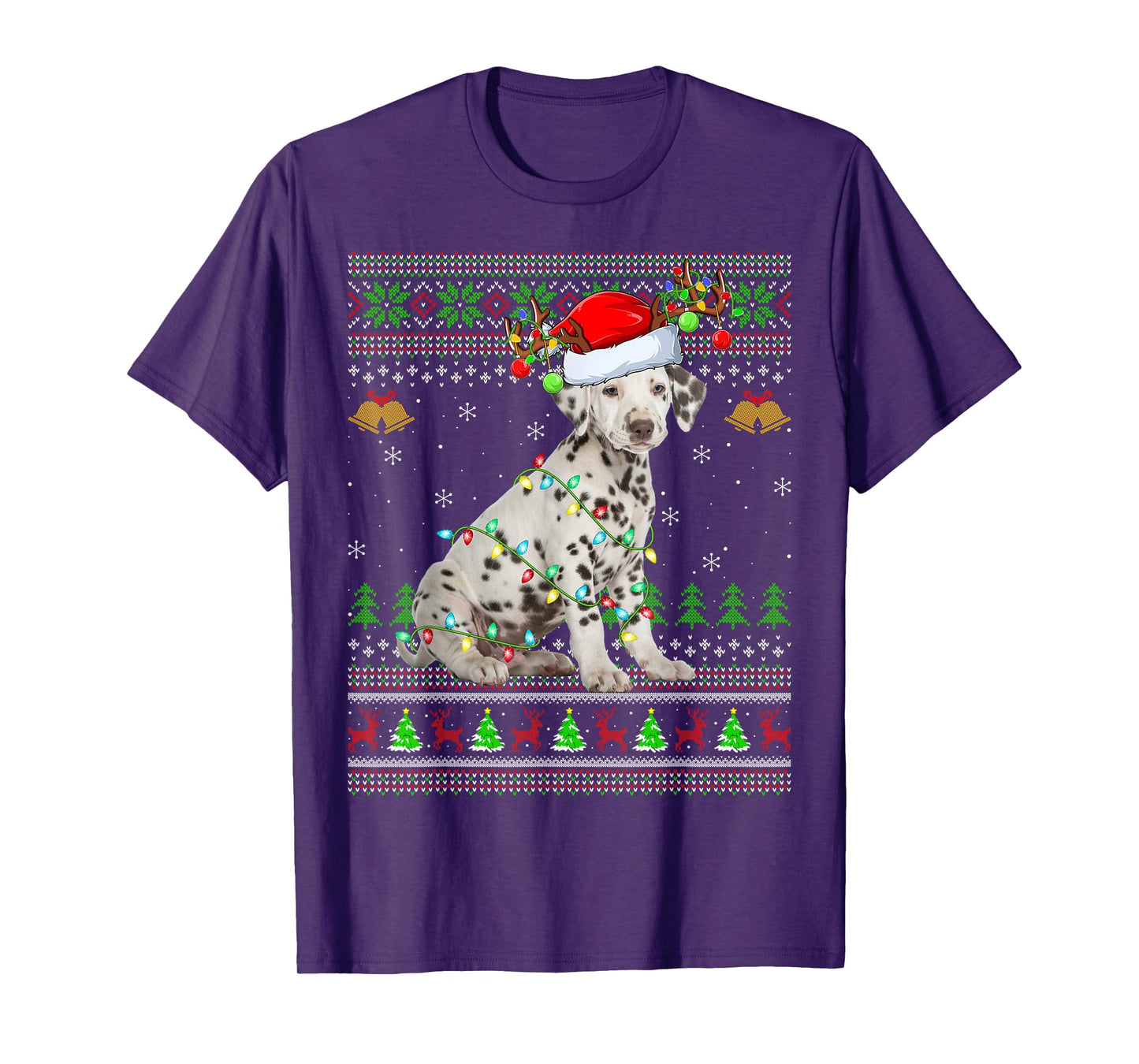 Dalmatian Dog Ugly Christmas Sweaters Holiday Santa Xmas T-Shirt