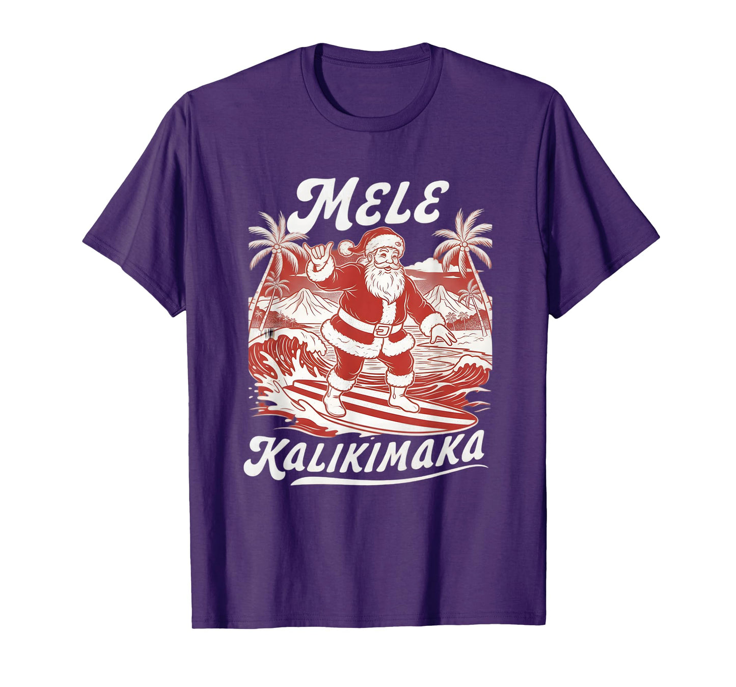 Mele Kalikimaka Shirt Hawaiian Christmas Surfing Santa T-Shirt