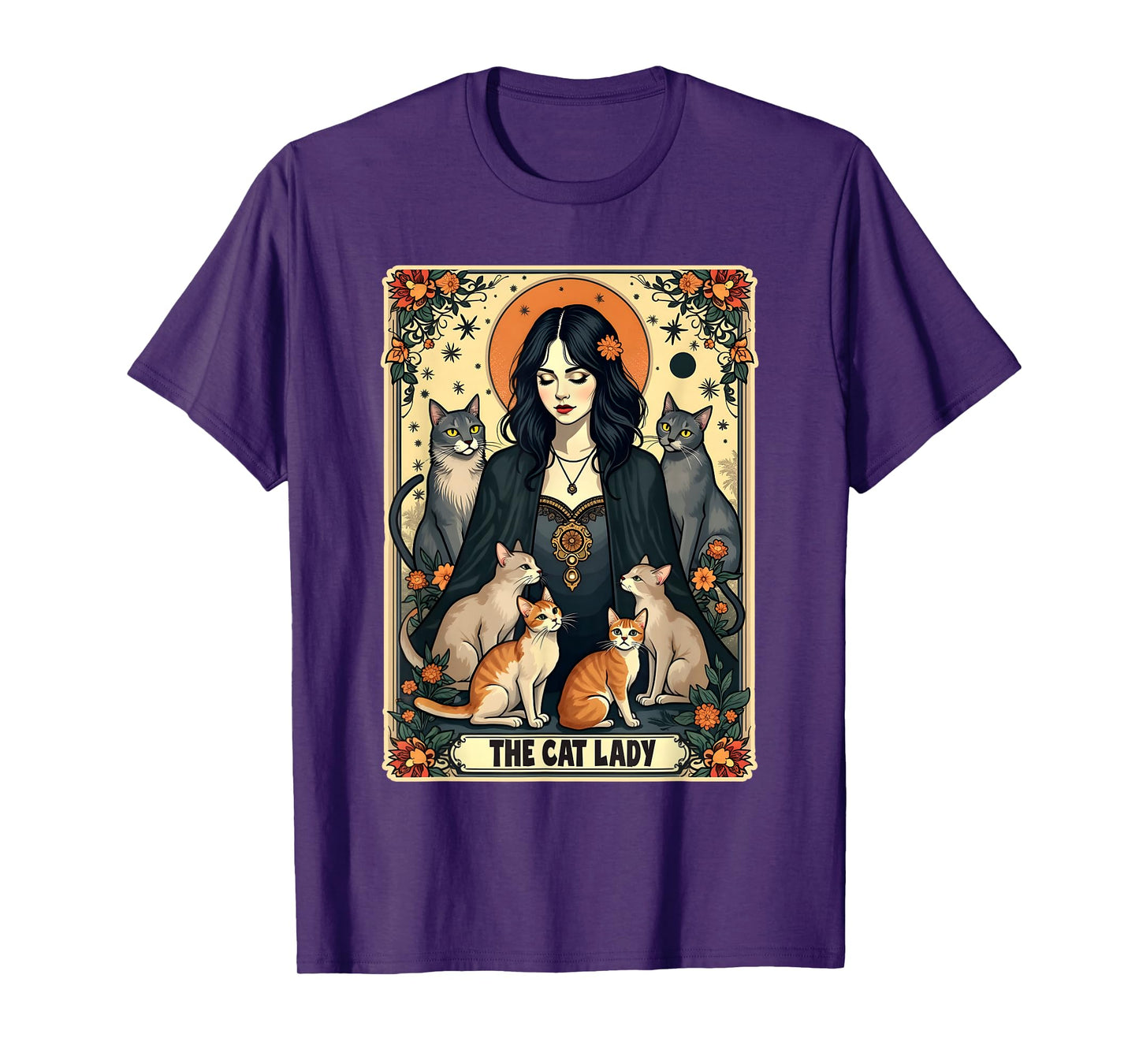 The Cat Lady Tarot Card Shirt Women Witchy Gothic Cat Mom T-Shirt