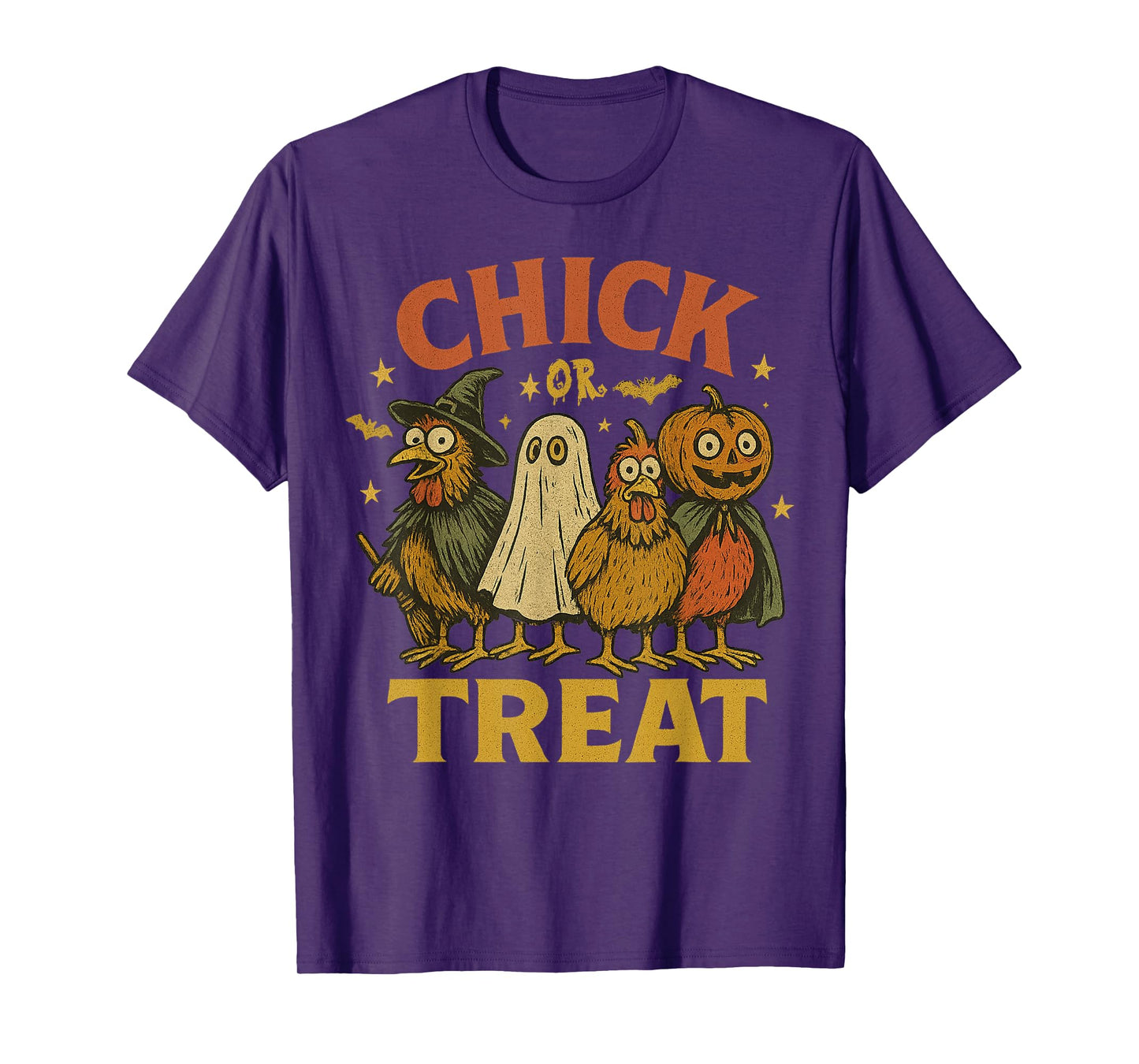 Chick Or Treat Halloween Funny Retro Witch Spooky Chicken T-Shirt