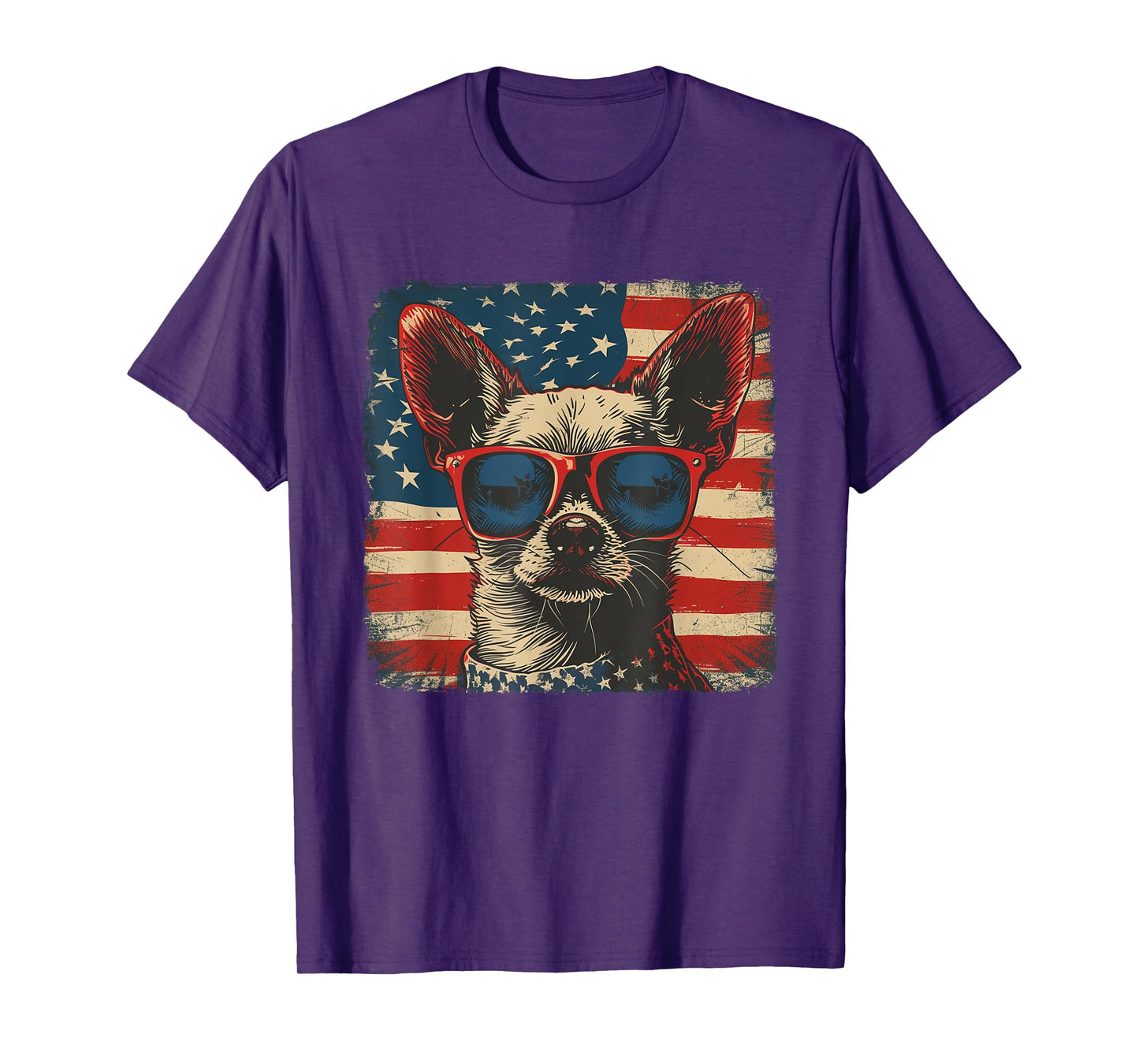 America Flag 4th of July Chihuahua Dog Men Women Kids T-Shirt
