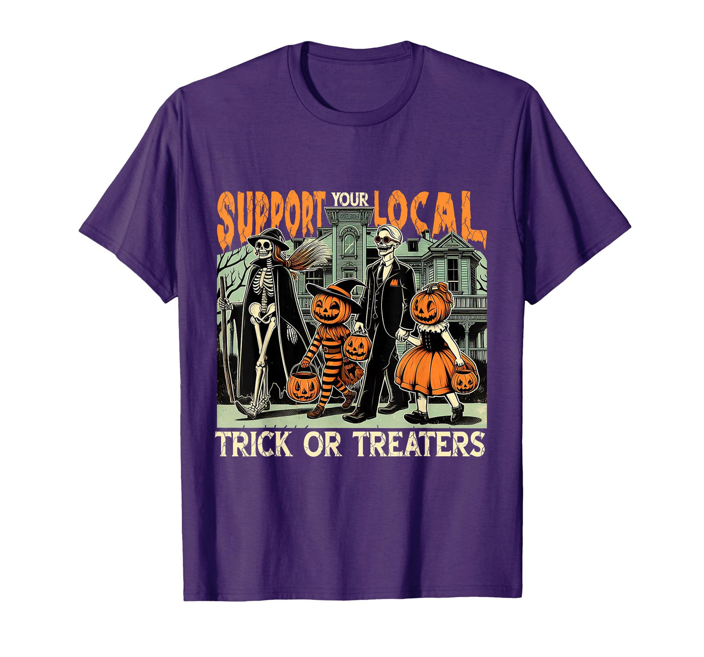 Support Local Trick or Treats Retro Halloween Art T-Shirt