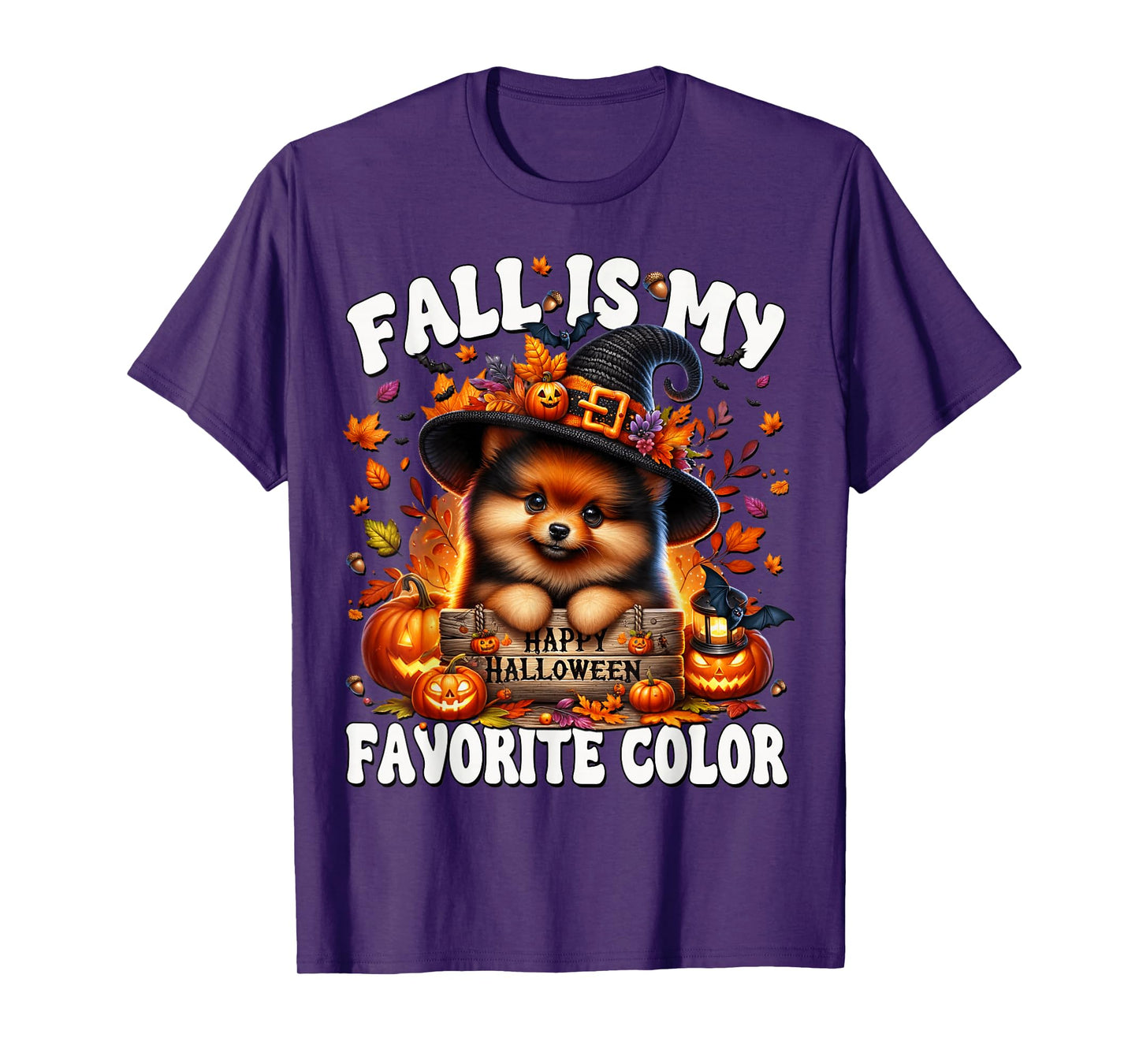 Fall is My Favorite Color Witchy Halloween Pomeranian Mom T-Shirt