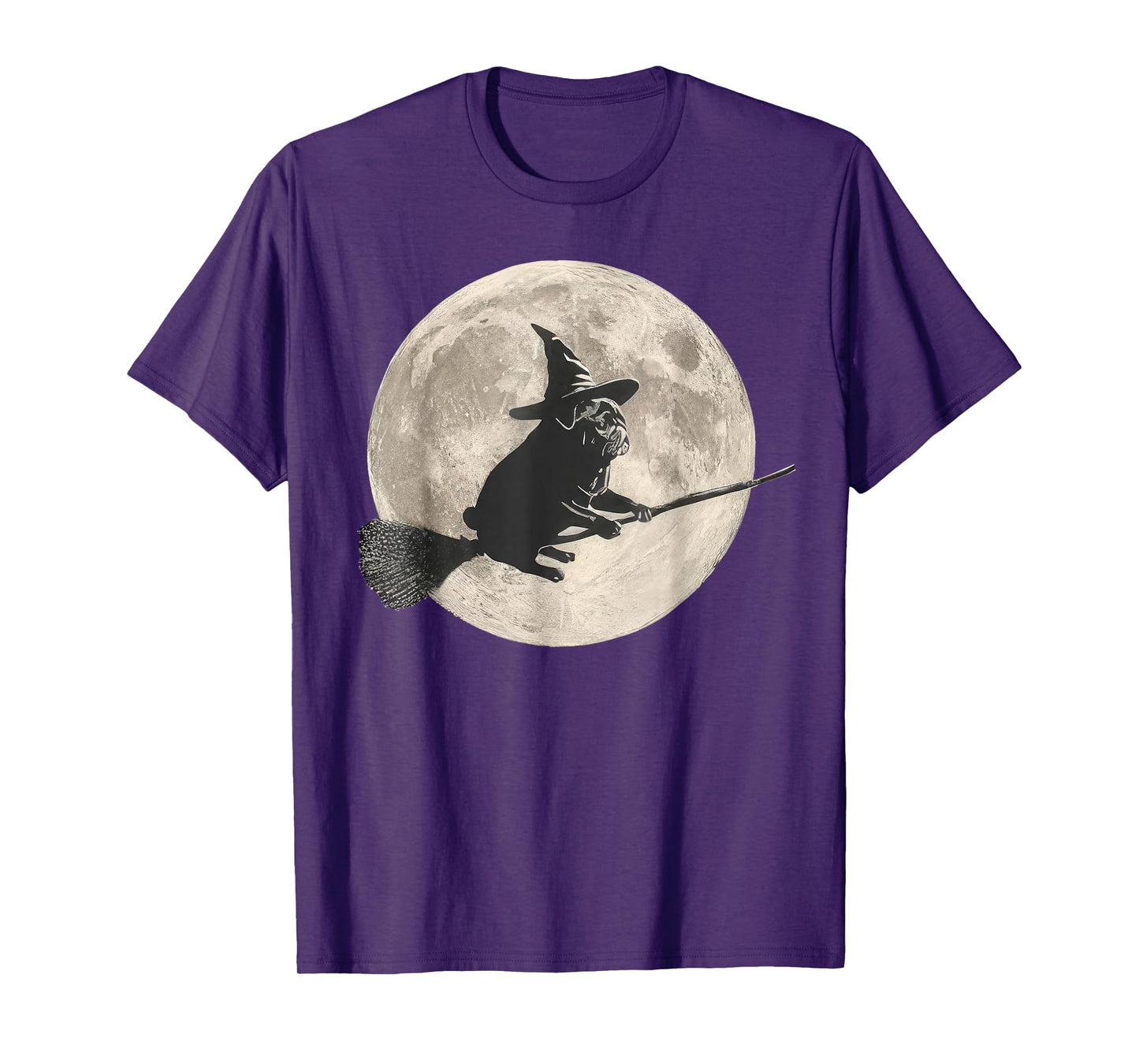 Funny Halloween Witch Pug Moon Dog Mom Pug Lover T-Shirt