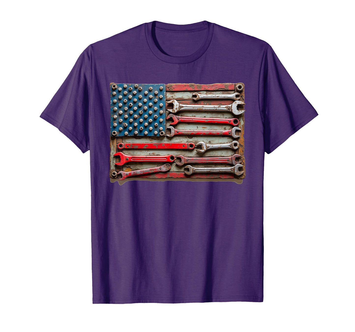 Vintage Mechanic Flag USA American Patriotic Flag Car Mens T-Shirt