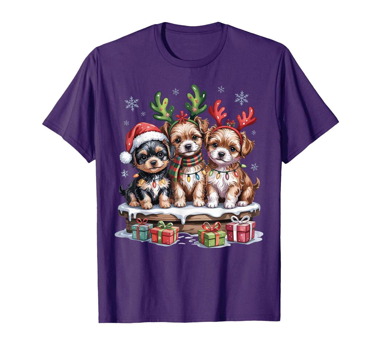Cute Yorkipoo Christmas Puppies Dog Lovers Funny Holiday T-Shirt