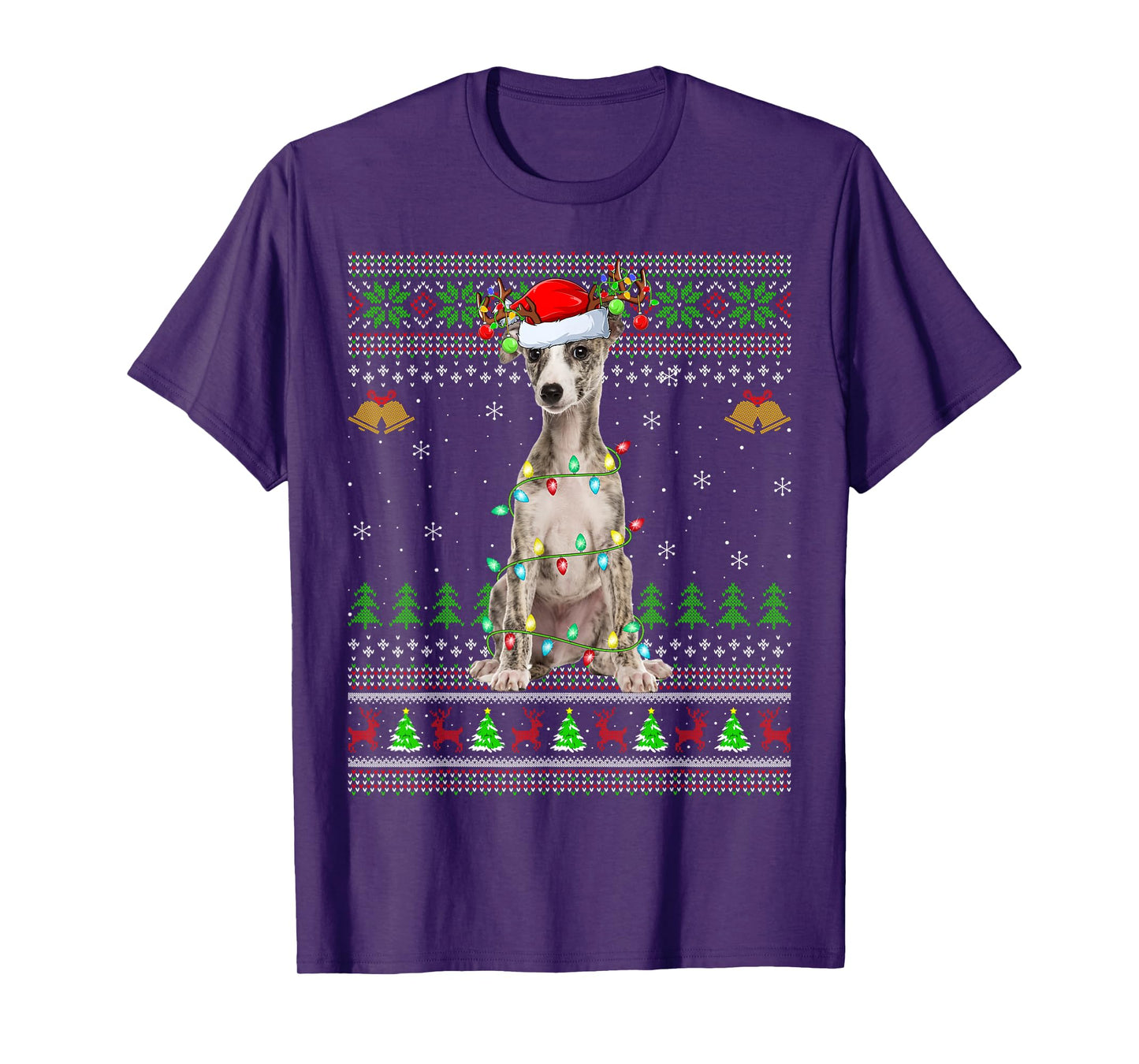 Whippet Dog Ugly Christmas Sweaters Holiday Santa Xmas T-Shirt