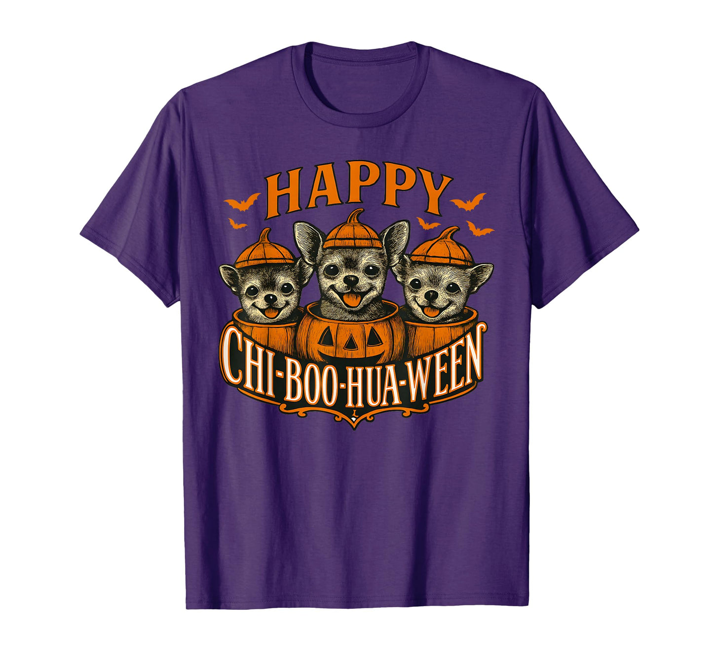 Happy Chi-Boo-Hua-Ween Chihuahua Halloween Dog Design T-Shirt