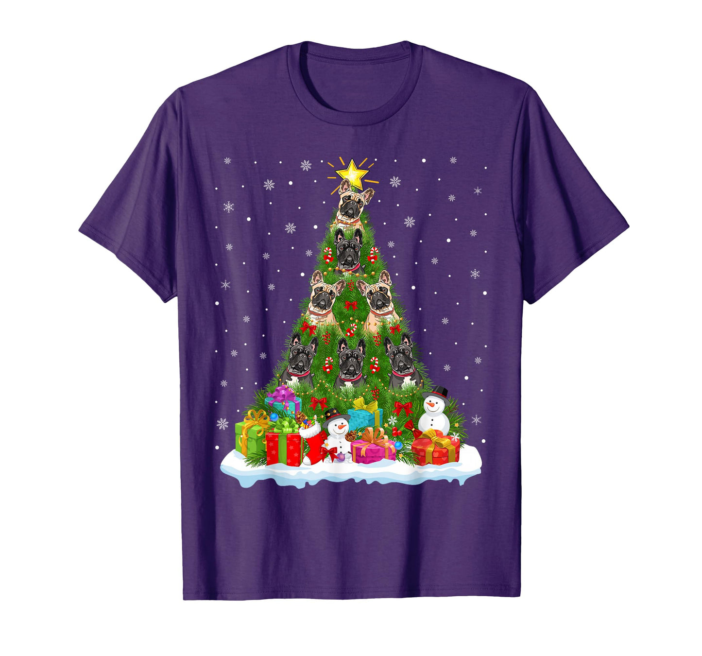 French Bulldog Christmas Tree Holiday Decor Xmas Lights T-Shirt