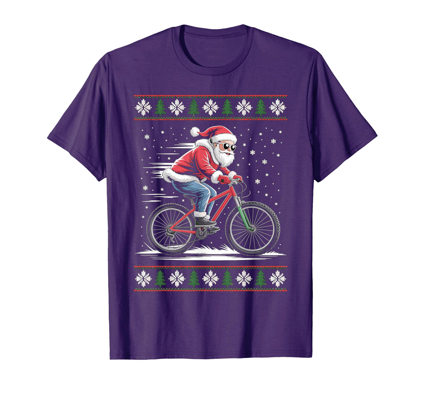 Santa Claus Mountain Bike Ugly Christmas Sweater MTB T-Shirt