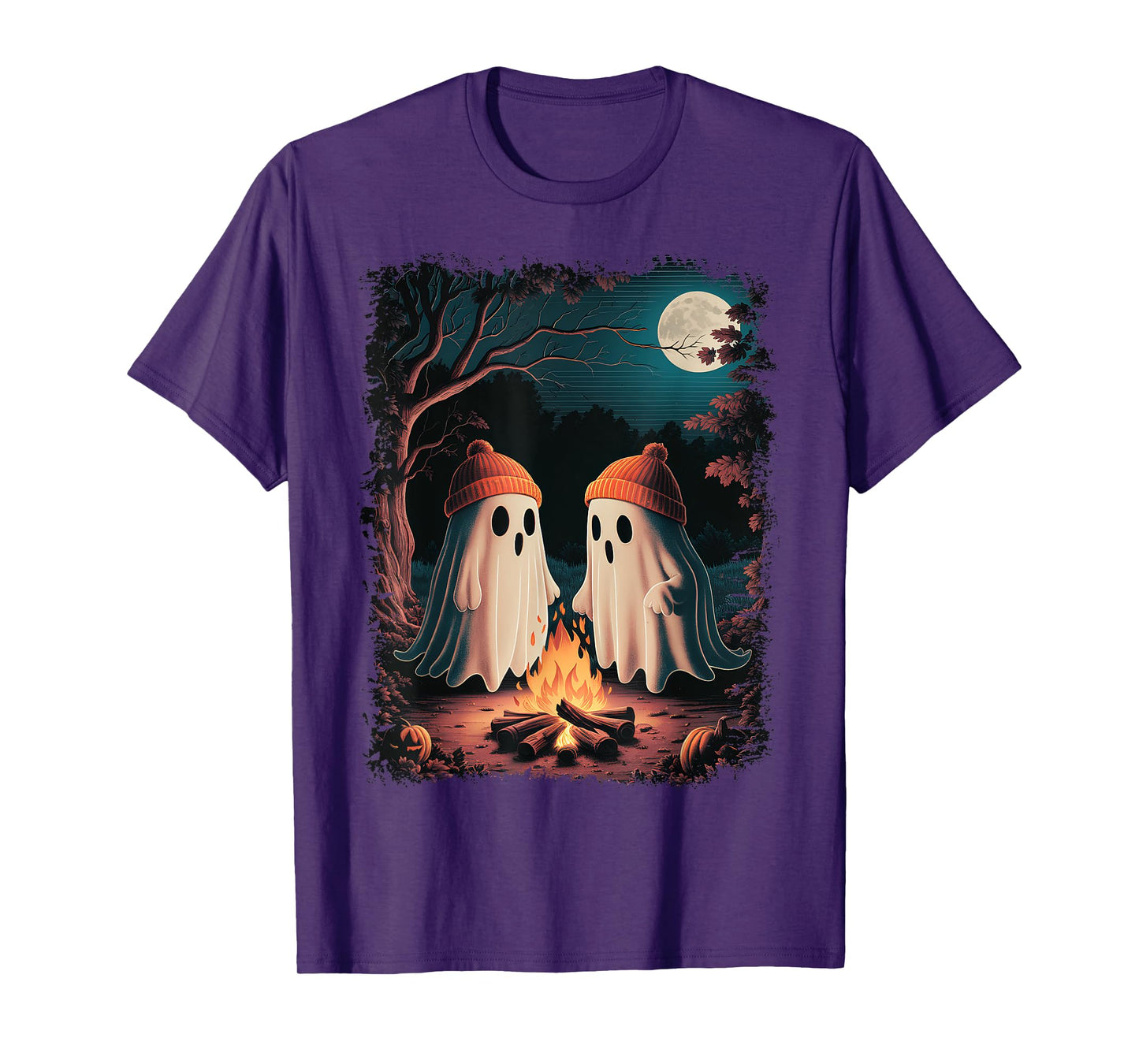 Vintage Ghost Camping Campfire Gothic Halloween Men Women T-Shirt