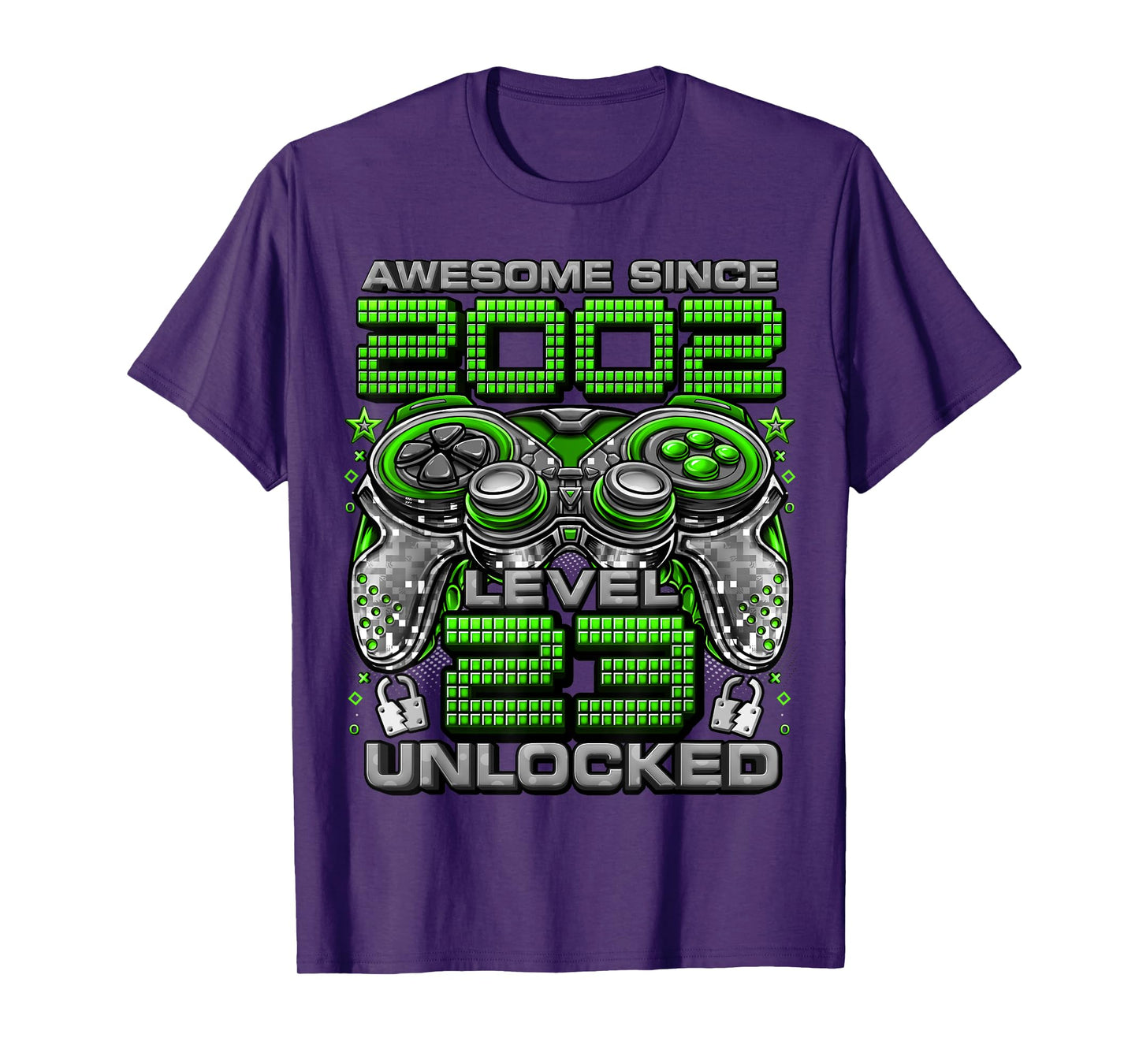Level 23 Unlocked Awesome Since 2002 23rd Birthday Gaming T-Shirt