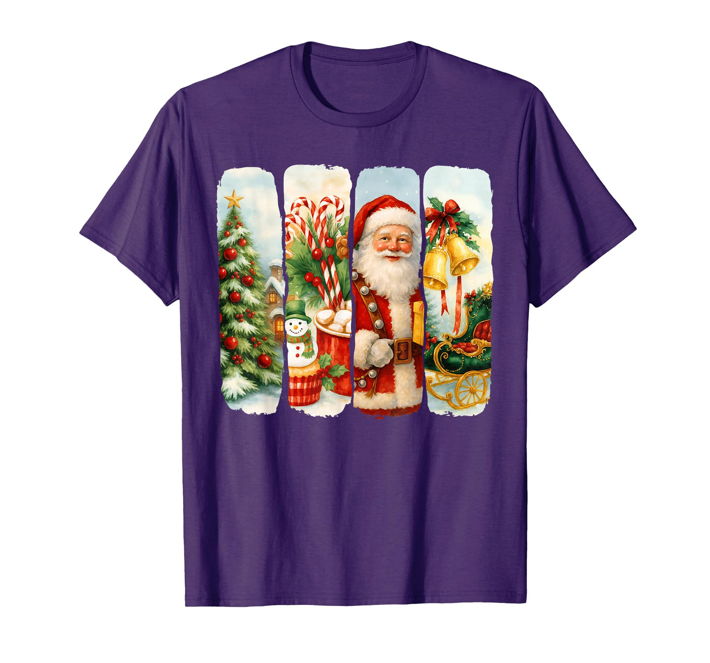 Merry Christmas Tree Santa Claus Matching Holiday Women Kids T-Shirt