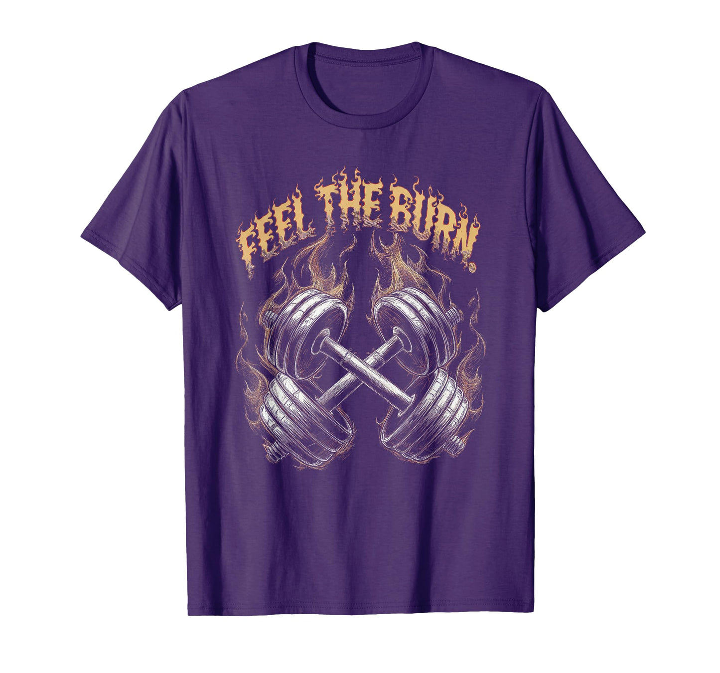 Feel the Burn - Gym Art Dumbbells Design T-Shirt