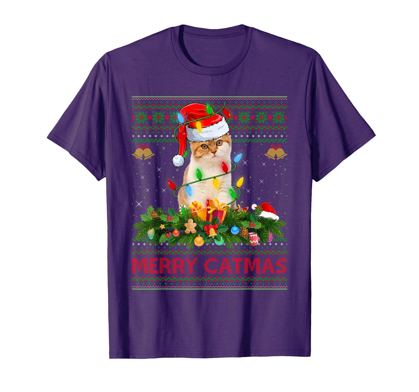 Cat Ugly Christmas Sweaters Funny Pet Cat Lover Merry Catmas T-Shirt