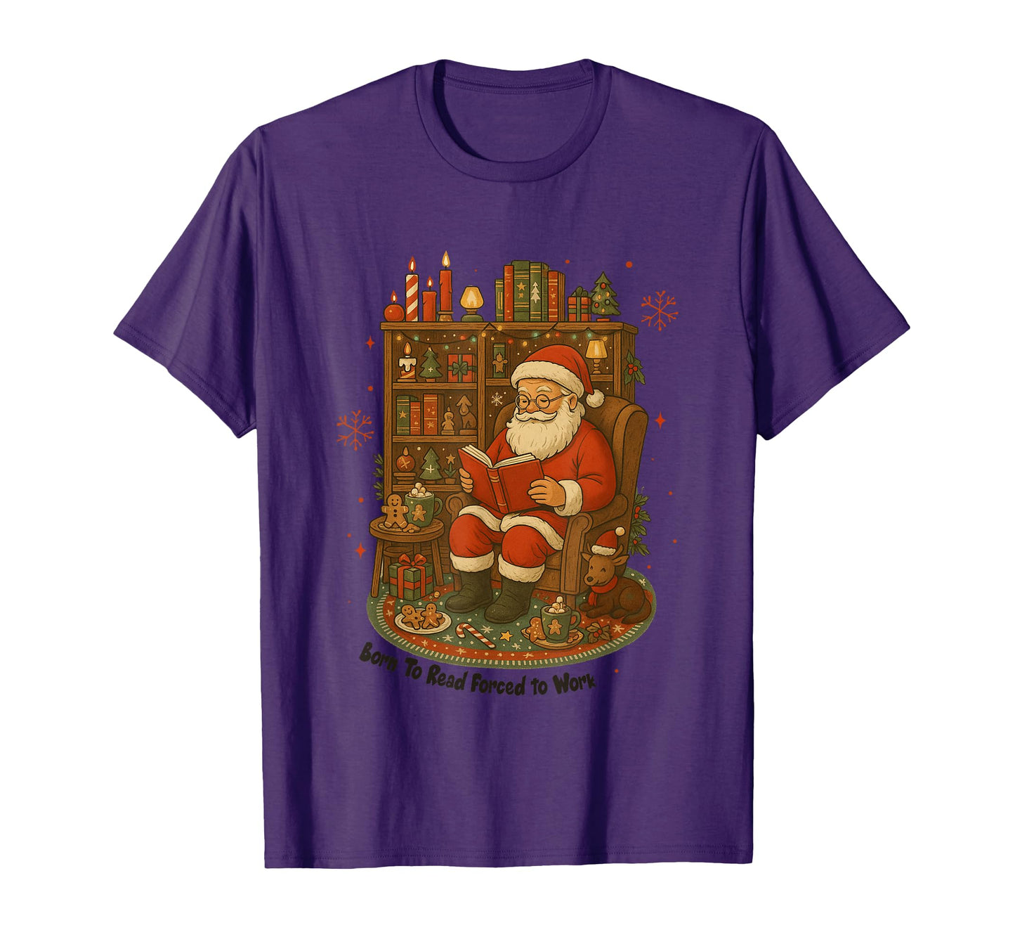 Love to Read Forced to Work Santa T-Shirt