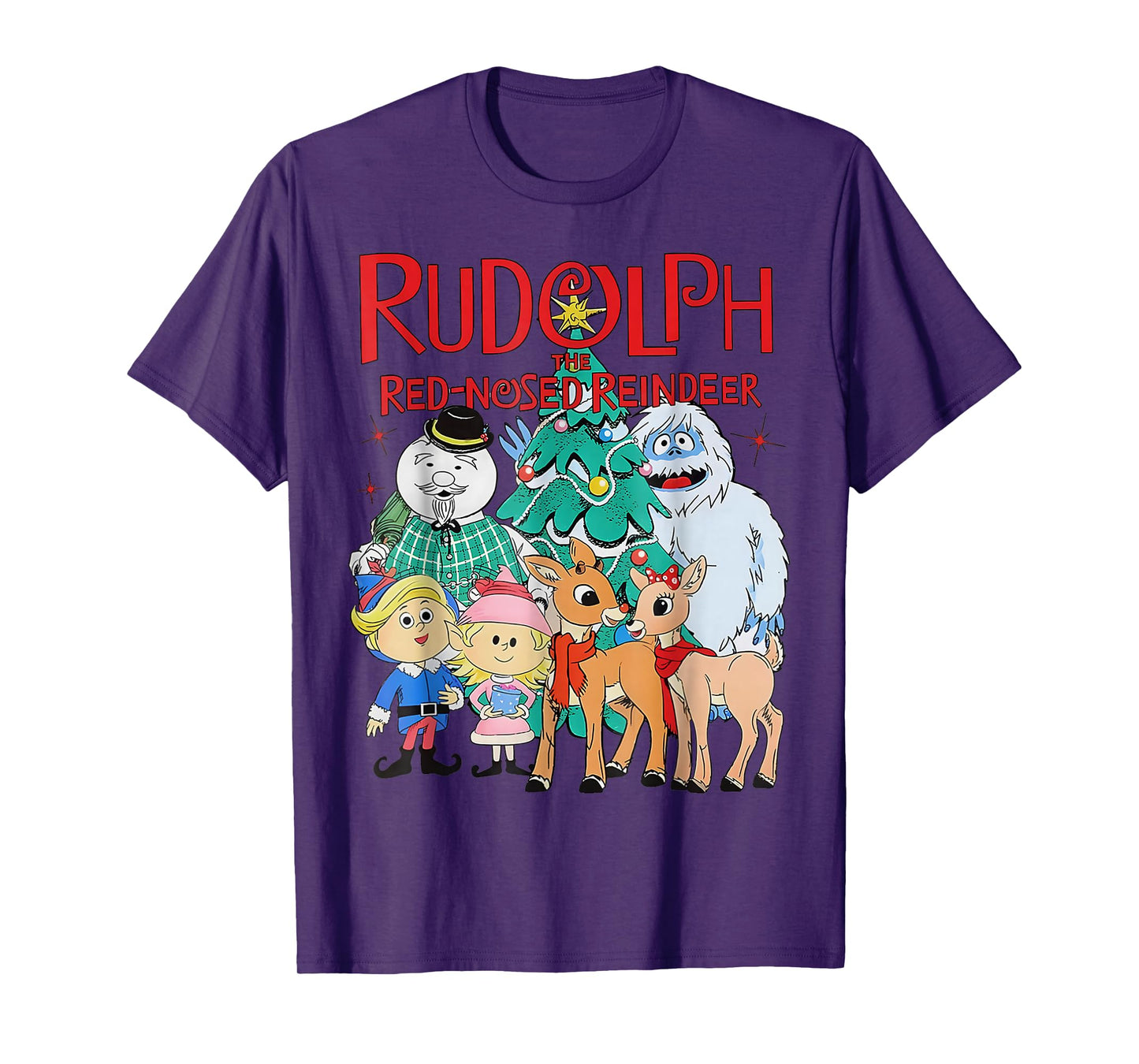 Funny Cute Rudolph The Red Nosed Reindeer Christmas Tree T-Shirt