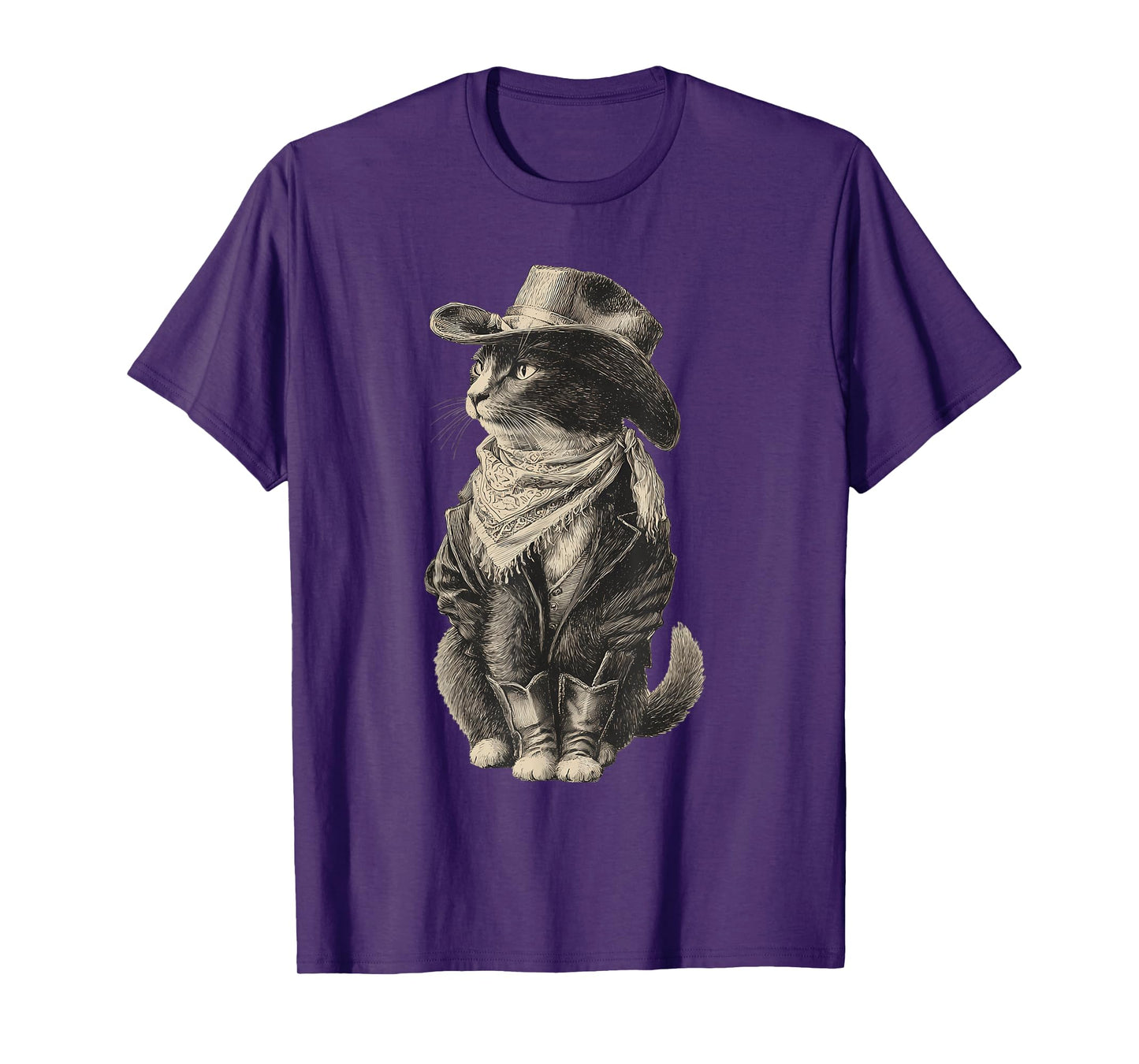 Country Western Vintage Cowgirl Funny Cowboy Cat T-Shirt