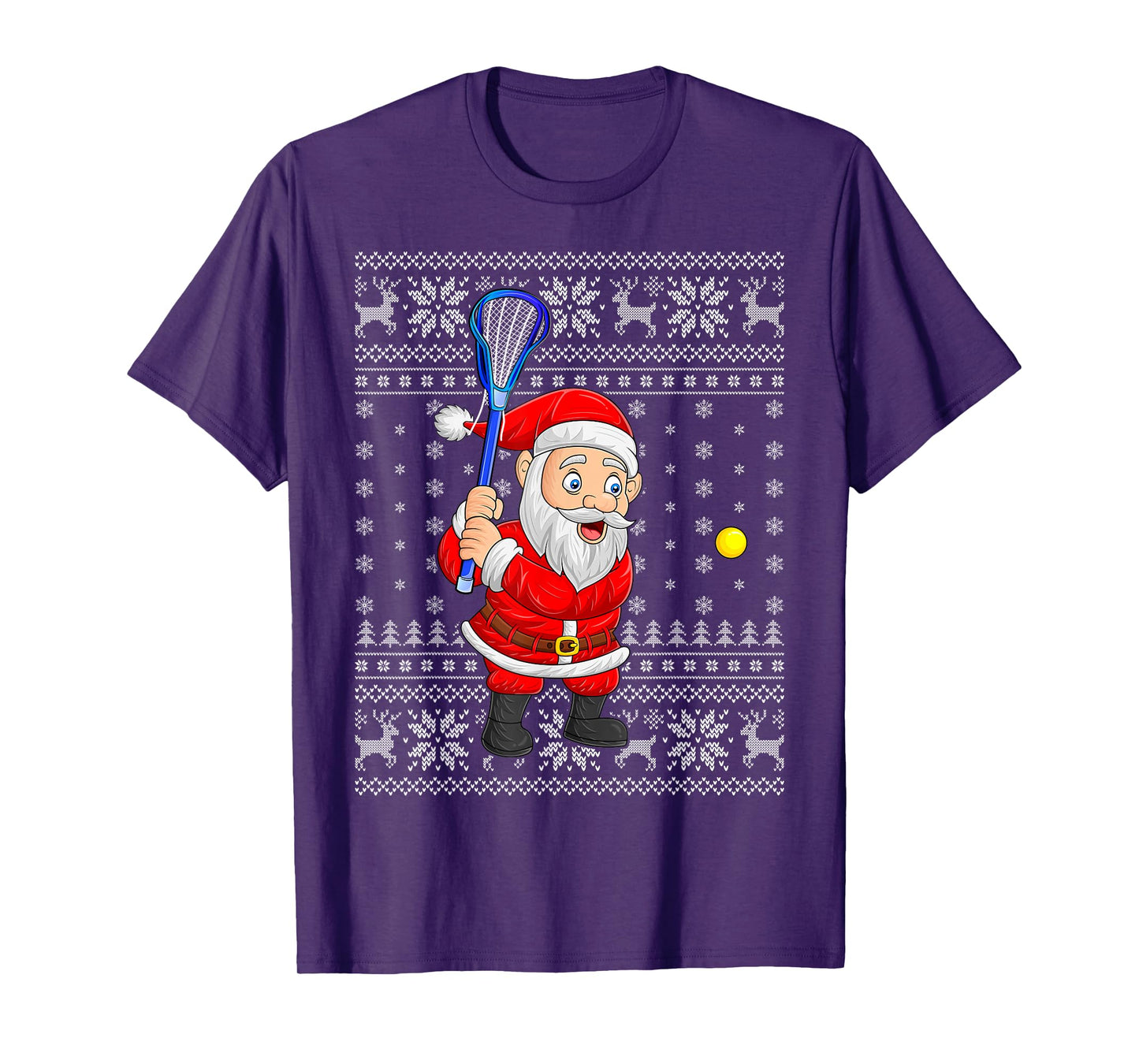 Santa Playing Lacrosse Ugly Christmas Sweaters Xmas T-Shirt