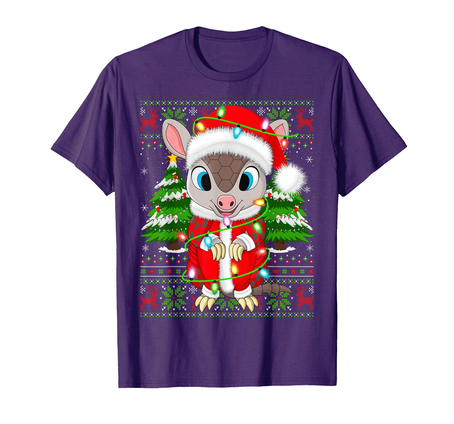 Armadillo Christmas Lights Santa Costume Ugly Xmas Sweaters T-Shirt