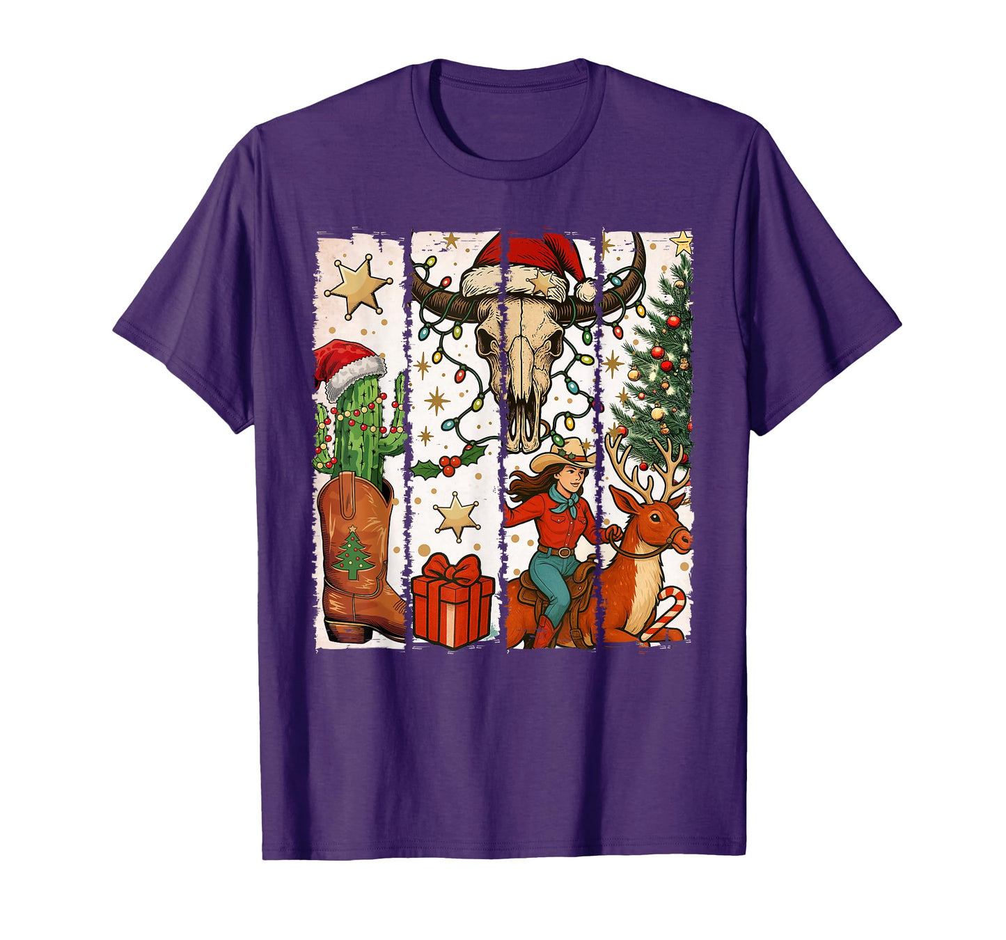 Cowboy Western Christmas Tree Santa T-Shirt