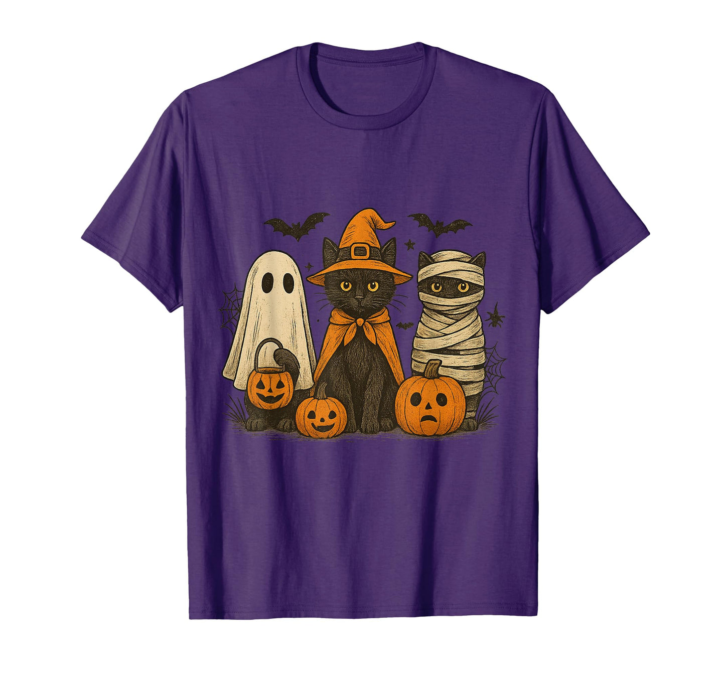 Black Cat Witch Scary Halloween Boo Ghosts T-Shirt