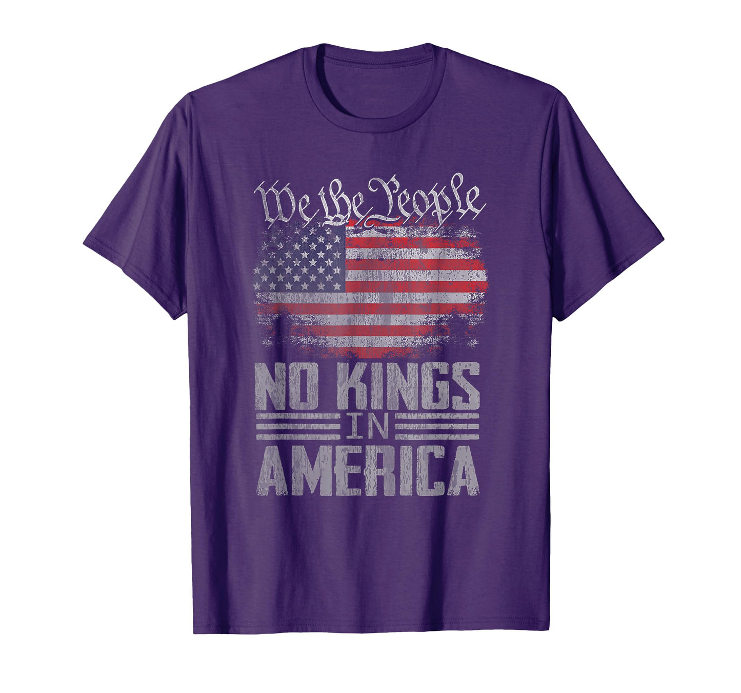 No Kings In America US Flag Vintage Men Women (On Back) T-Shirt