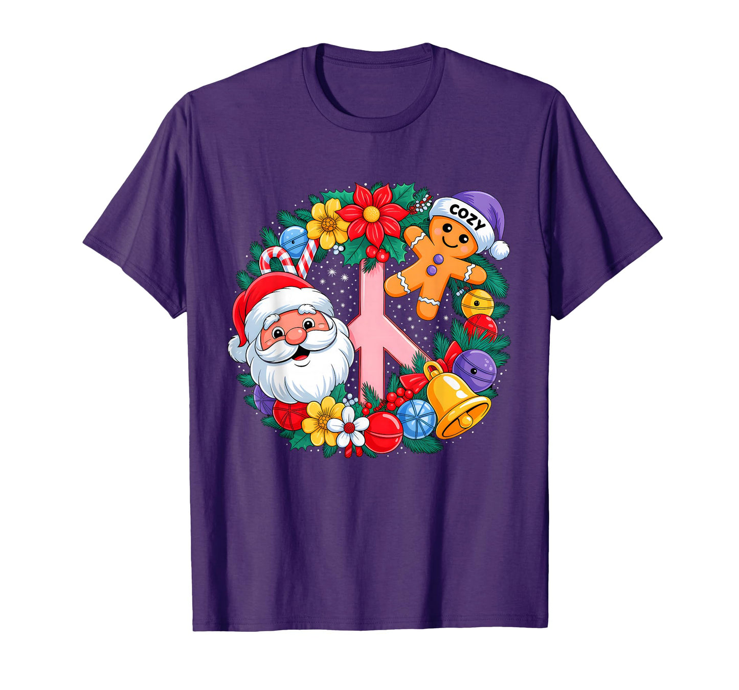 Retro Groovy Christmas Santa Claus Gingerbeard Xmas Vibes T-Shirt