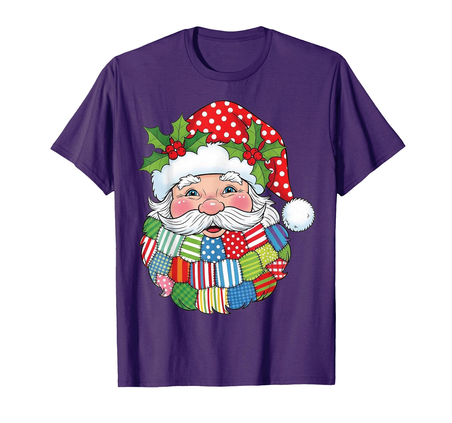 Patchwork Santa Claus Retro Christmas Funny Mens Womans Kids T-Shirt