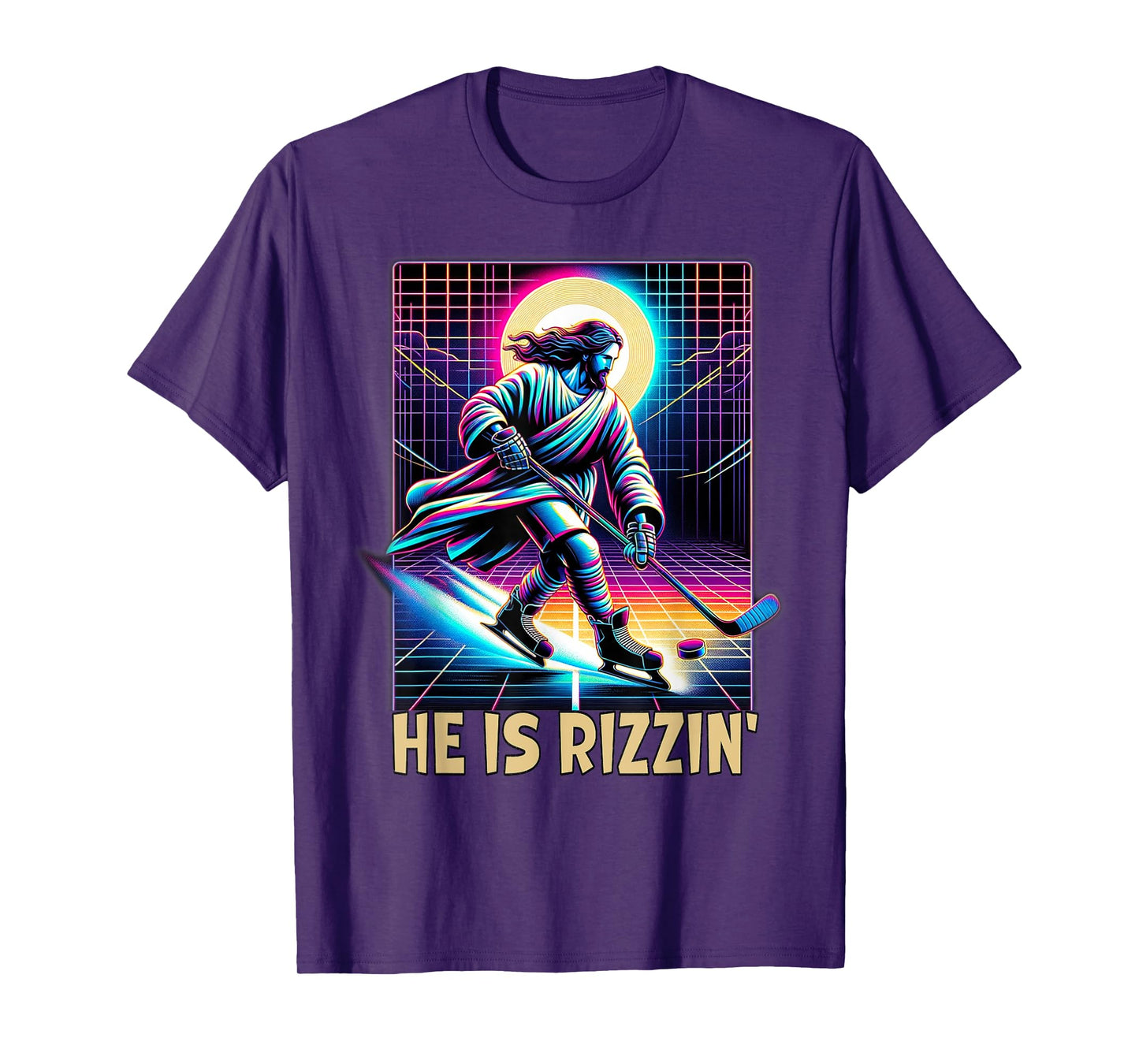 He Is Rizzin Christian Ice Hockey Lover Jesus Meme Religious T-Shirt