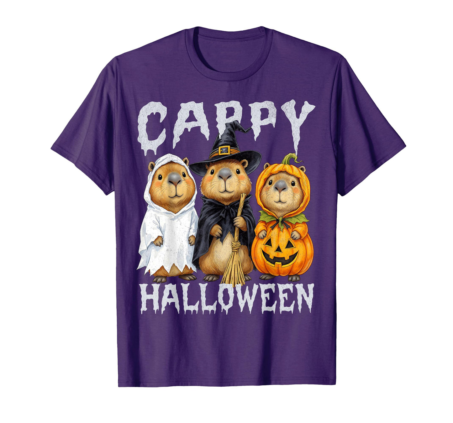 Cappy Halloween Funny Capybara Ghost Witch Pumpkin Spooky T-Shirt