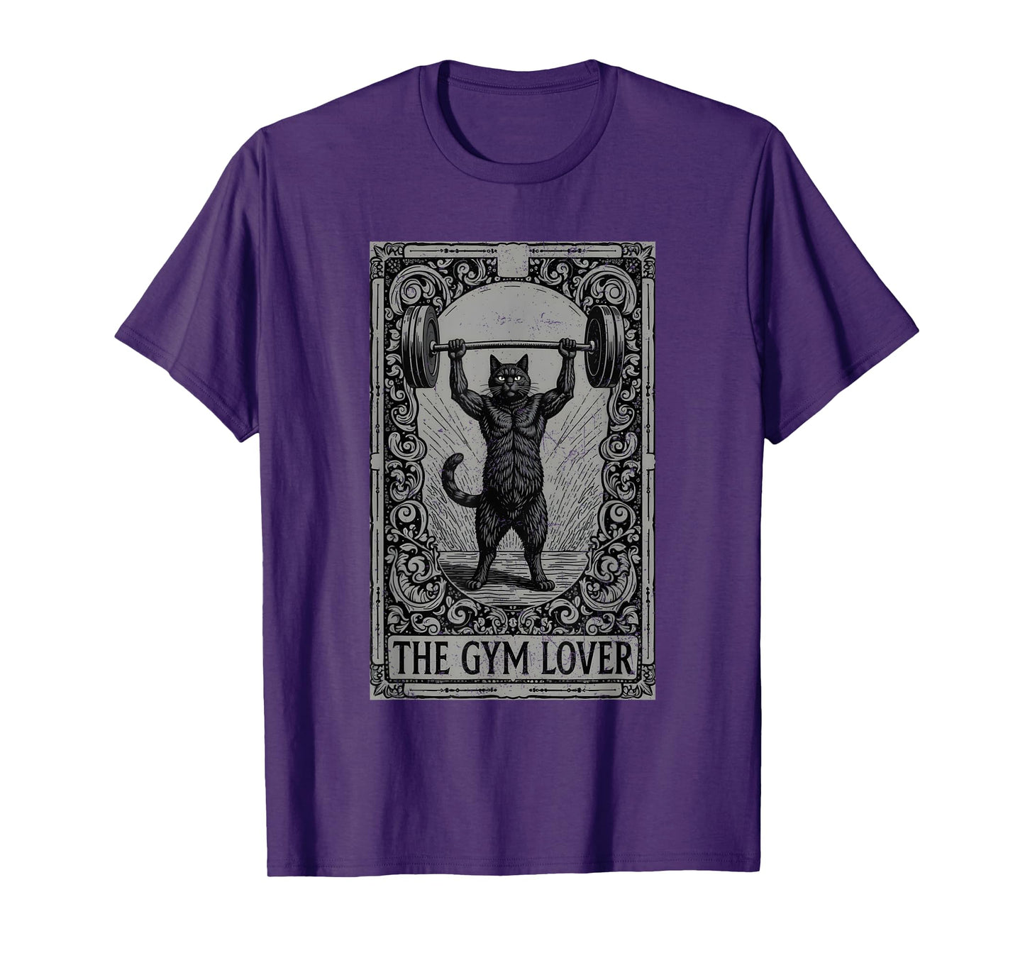 The Gym Lover Tarot Card Cat Lifting Weight Grunge Men Women T-Shirt