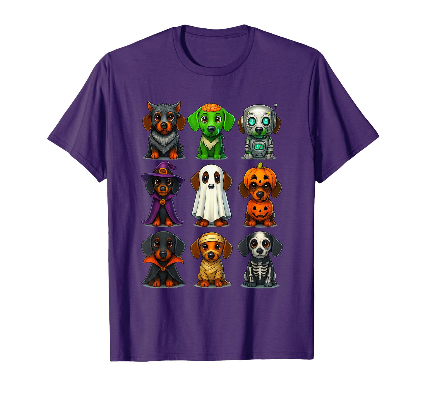 Halloween Dachshund Dogs Zombie Mummy Skeleton Pumpkin Witch T-Shirt
