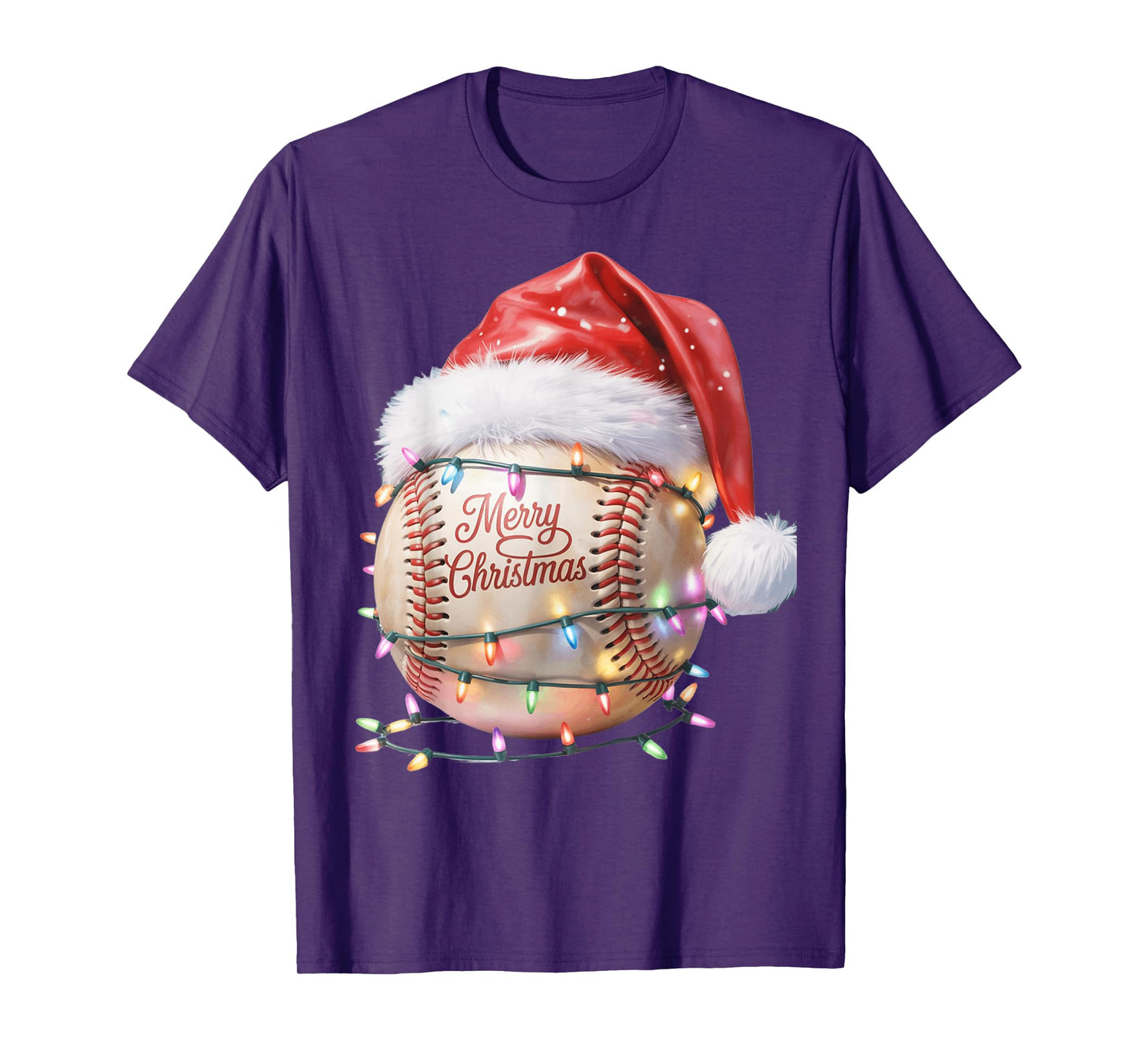 a Classic Baseball Wearing a Santa hat Wishing Christmas T-Shirt