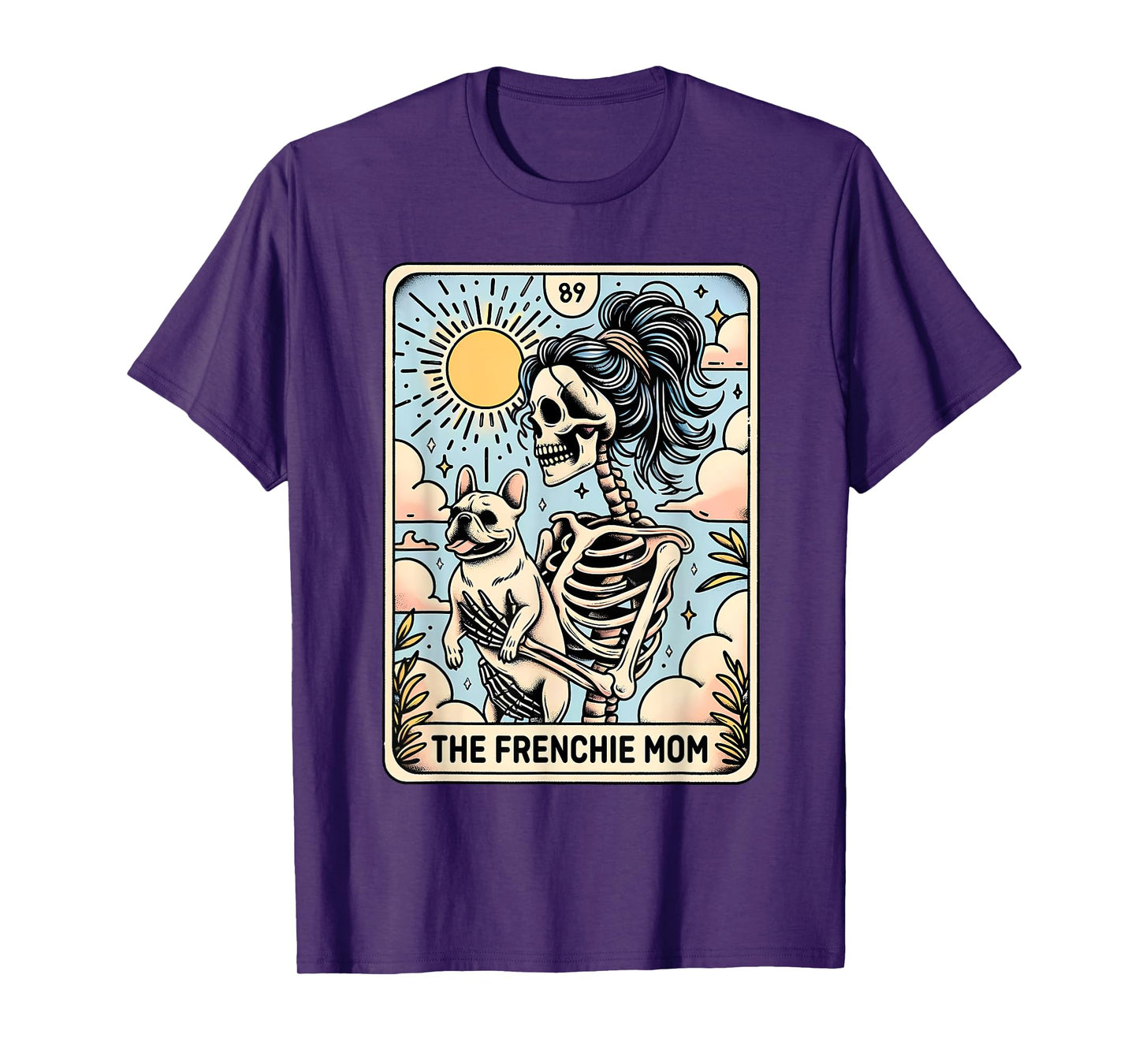 Vintage The Frenchie Mom Tarot Card Bulldog Skeleton Mothers T-Shirt
