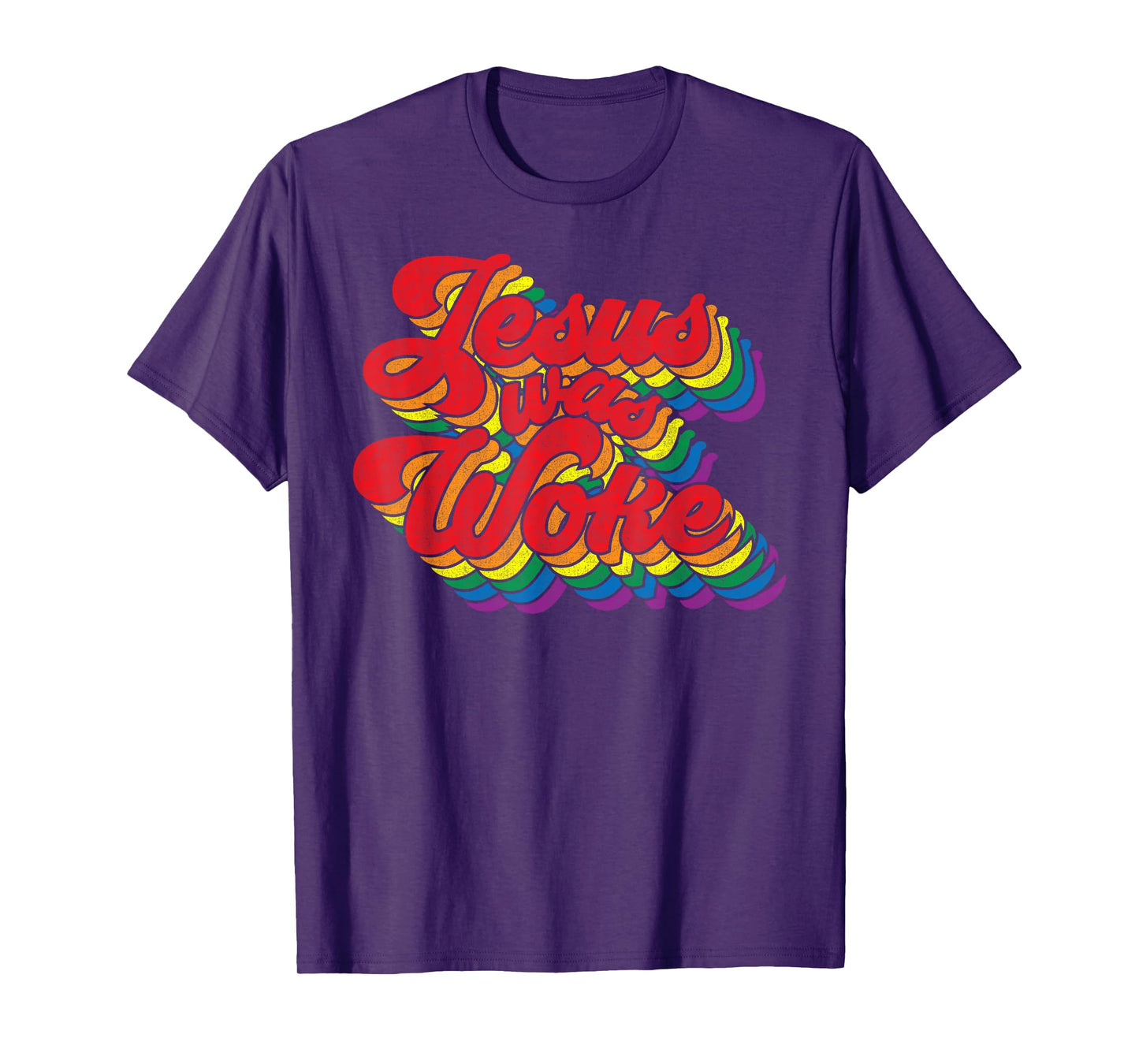 Vintage Retro Christian Ally Pride Rainbow Jesus Was Woke T-Shirt