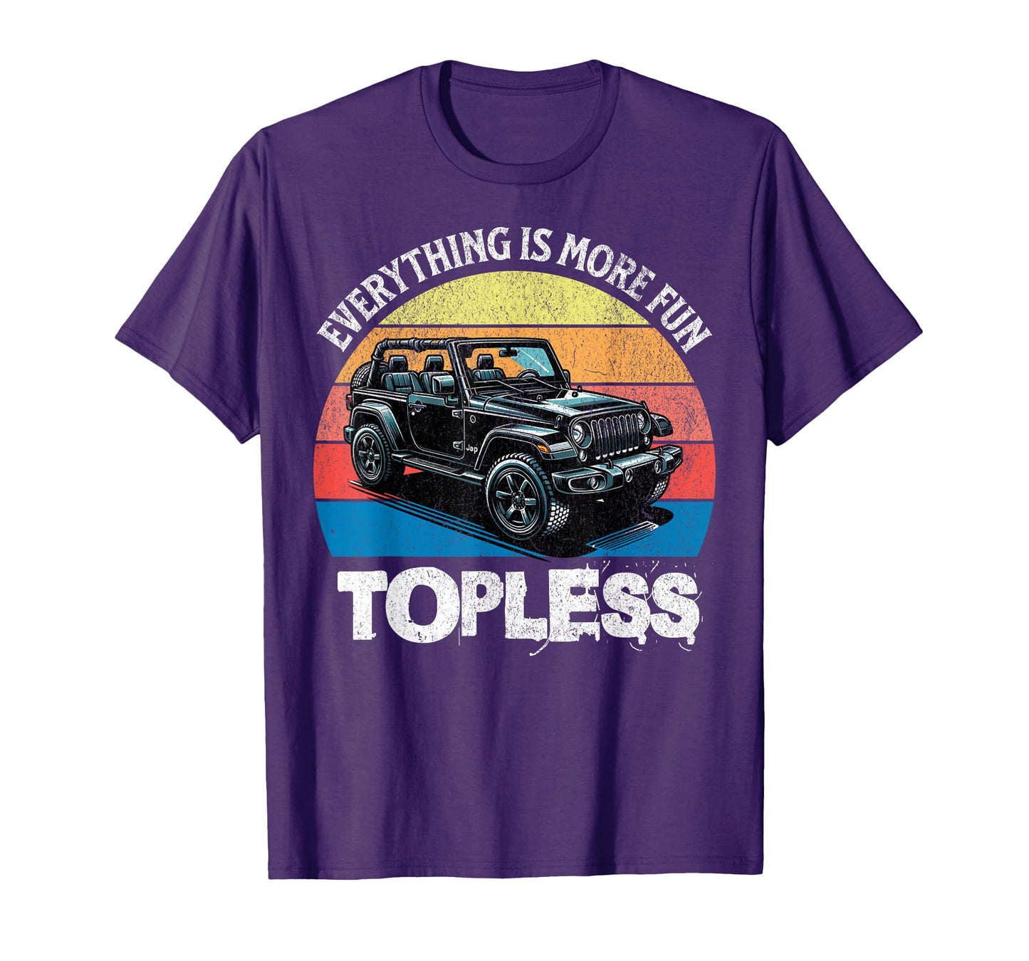 Retro Sunset Off-Roaders Everything Is More Fun Topless Men T-Shirt