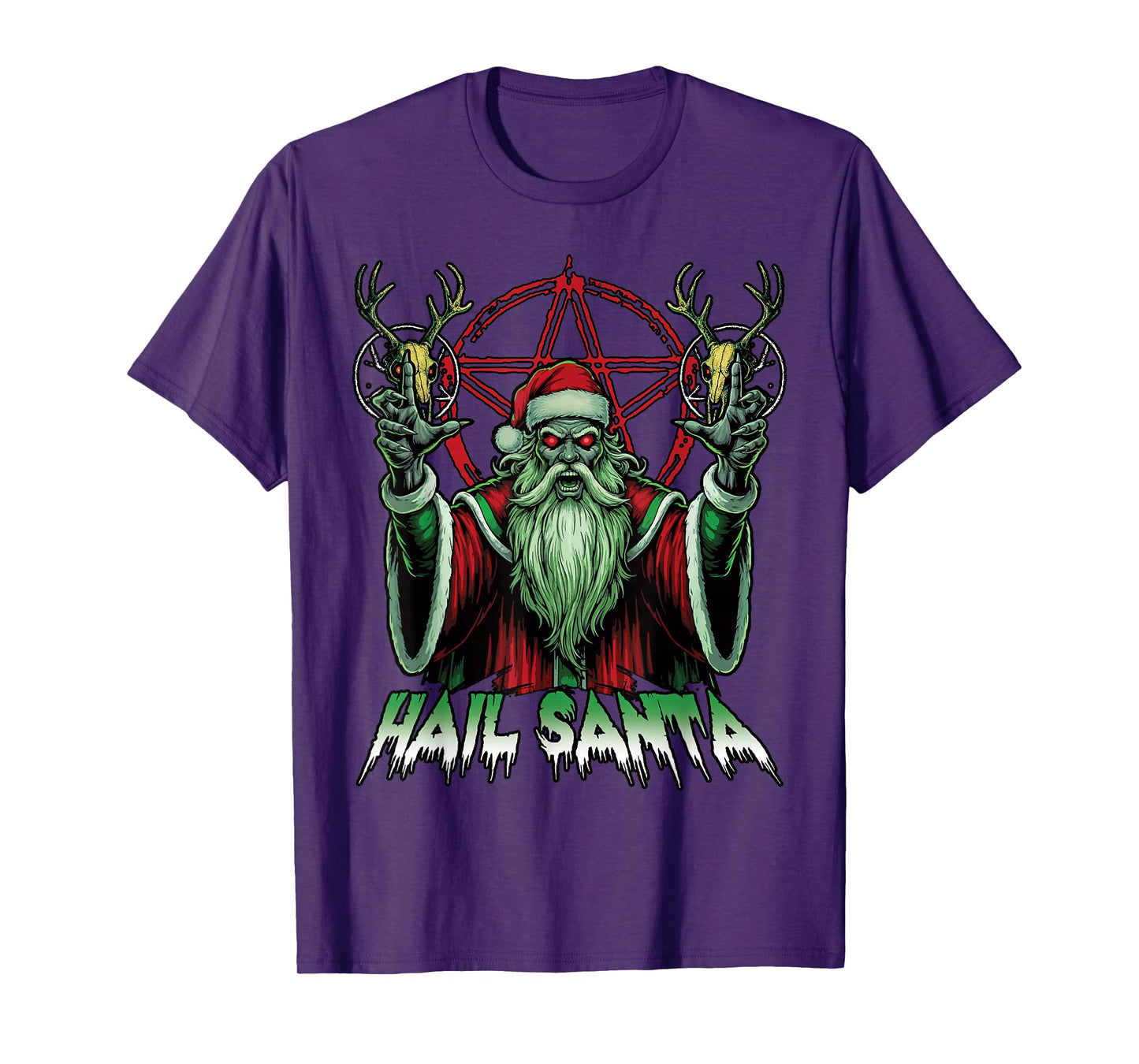 Hail Santa Pagan Happy Solstice Anti Christmas Krampus T-Shirt