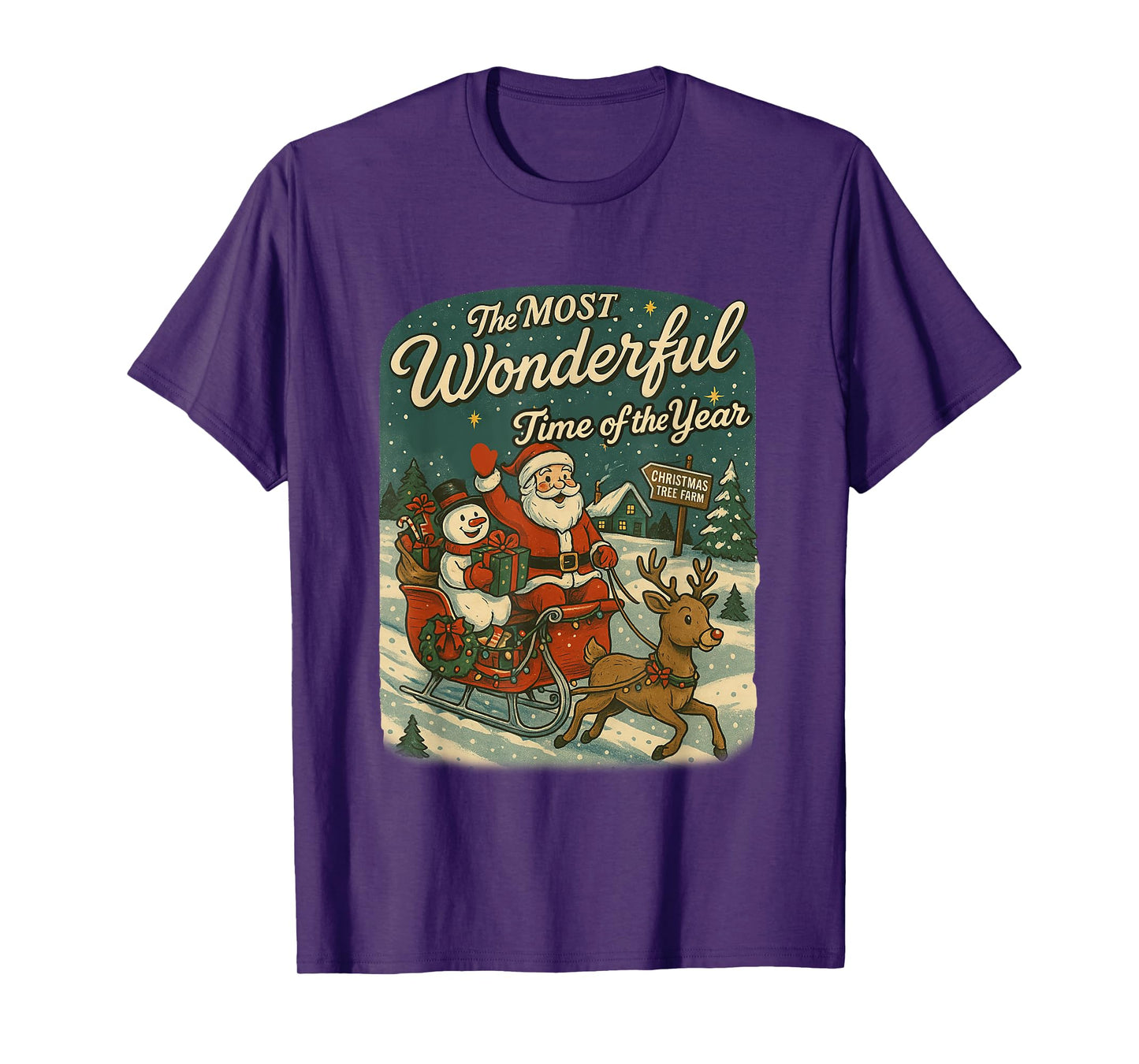 Vintage The Most Wonderful Time of The Year Christmas Santa T-Shirt
