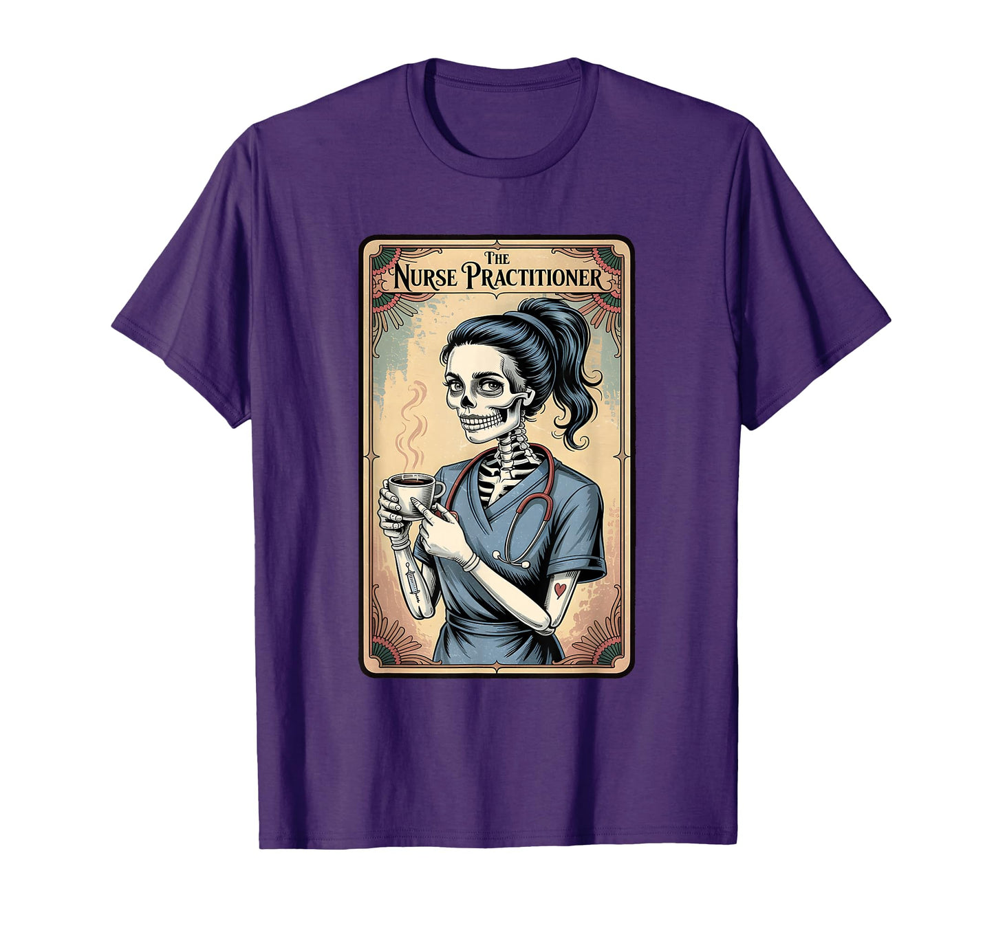 Nurse Practitioner Tarot Card Skeleton Halloween Witch Vibes T-Shirt