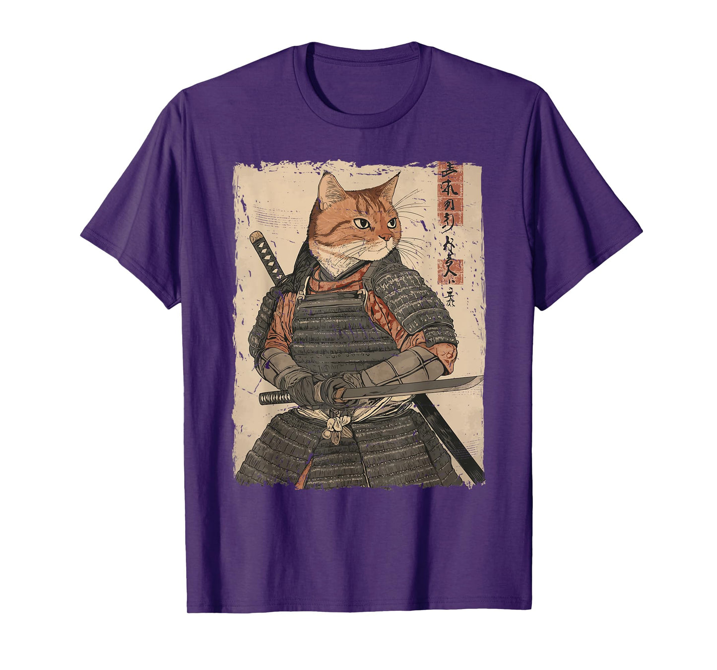 Samurai Cat Warrior Japanese Ukiyo-e Artwork Cat Samurai T-Shirt