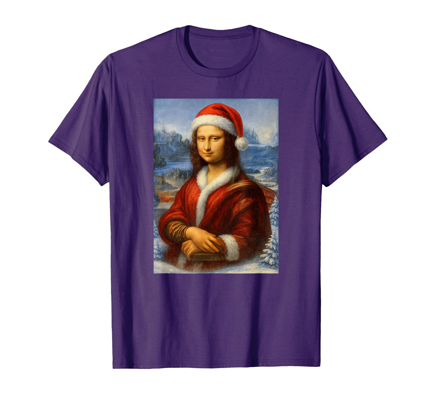 Mona Lisa with Santa Hat for Art Teacher Mona Lisa Christmas T-Shirt