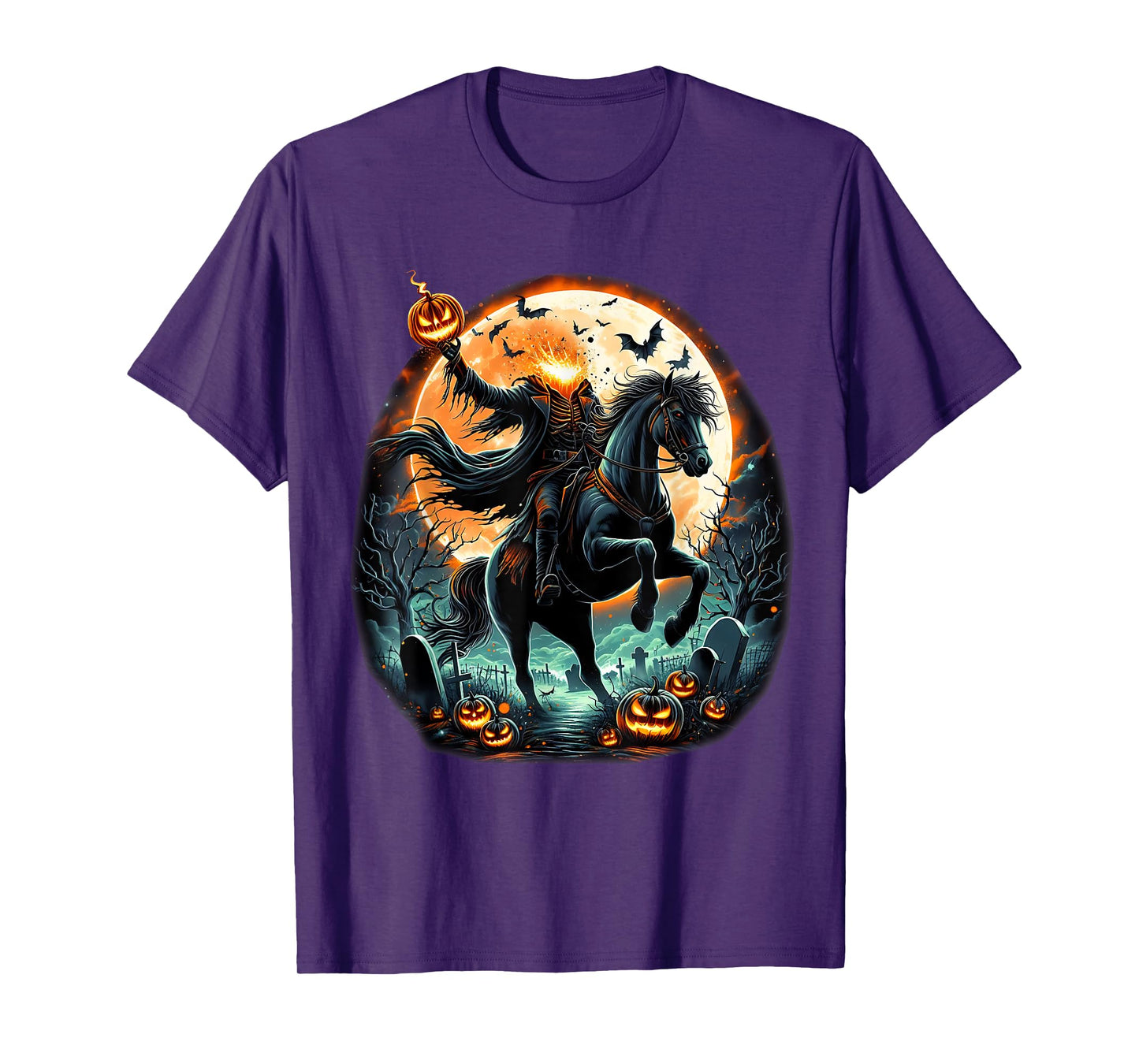 Pumpkin Headless Horseman Scary Halloween Tee T-Shirt
