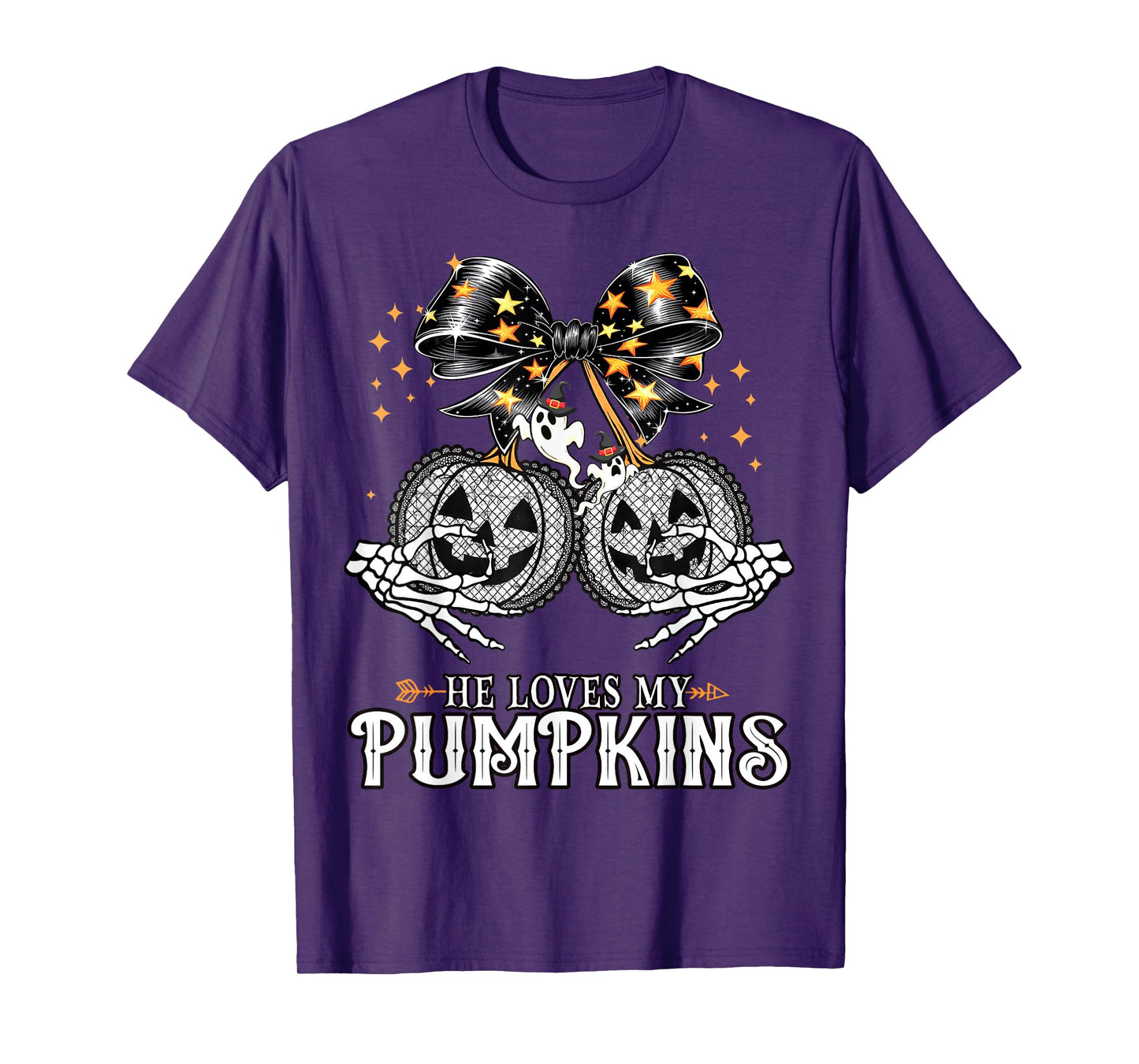 He Loves My Pumpkins I Like His Broomstick Halloween Couples T-Shirt