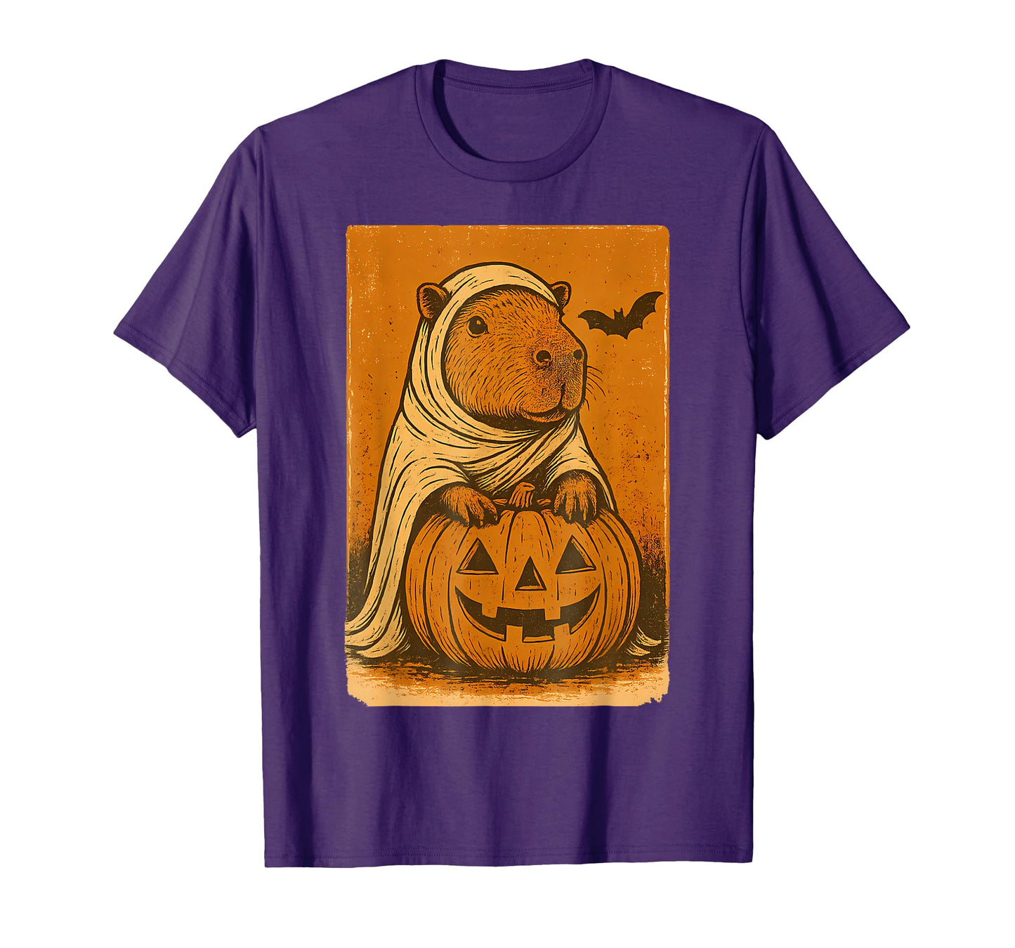 Vintage Capybara Ghost Halloween Pumpkin Spooky Season T-Shirt